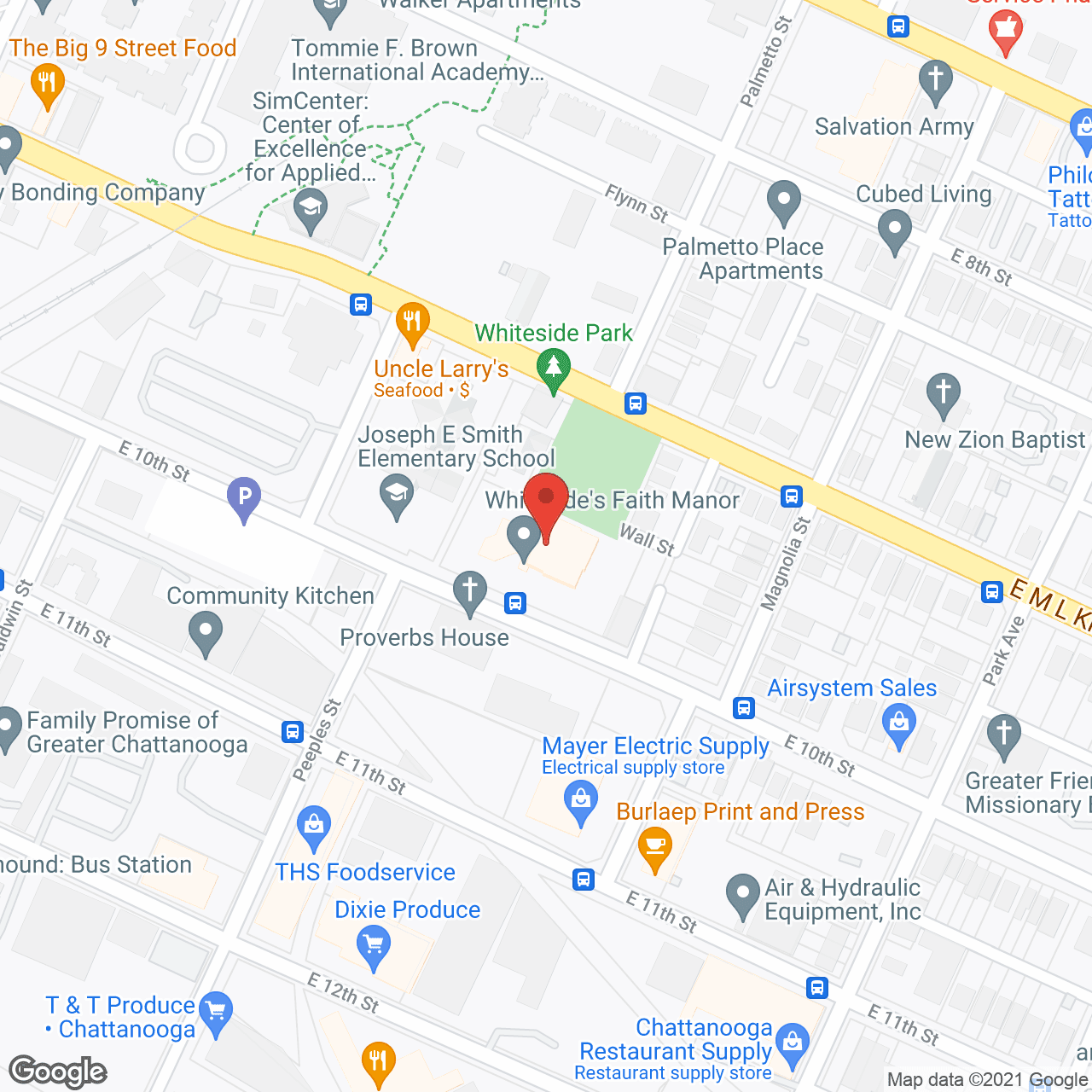 Map of the neighborhood around Whiteside's Faith Manor