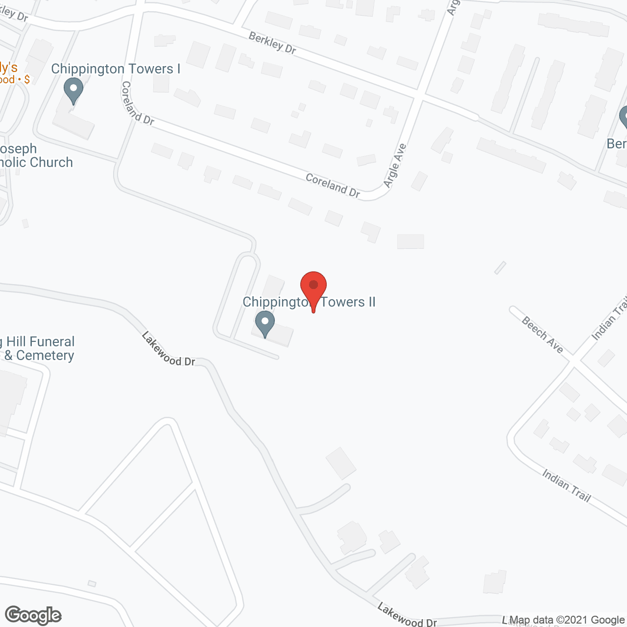 Map of the neighborhood around Chippington Towers II