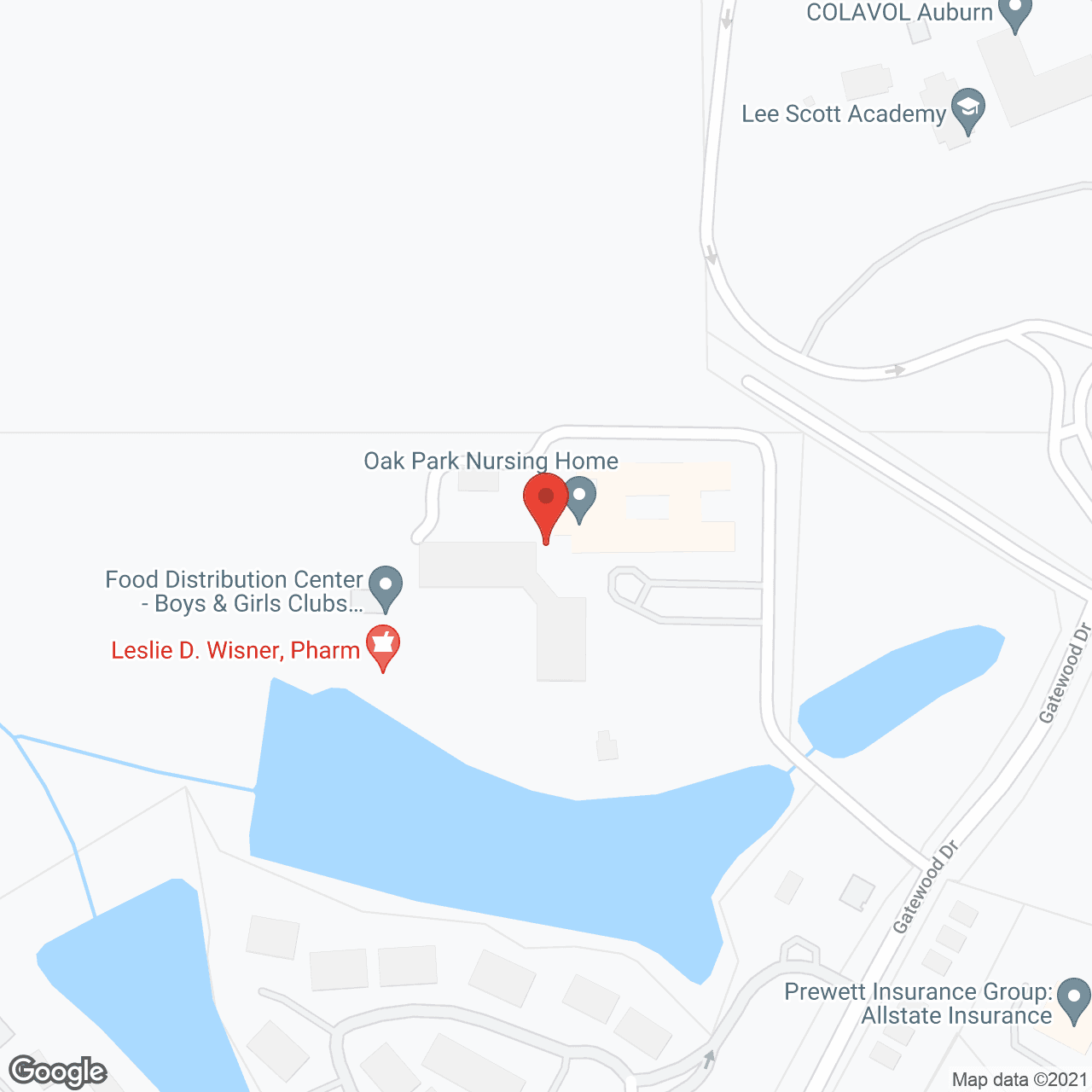 Map of the neighborhood around Oak Park Nursing Home