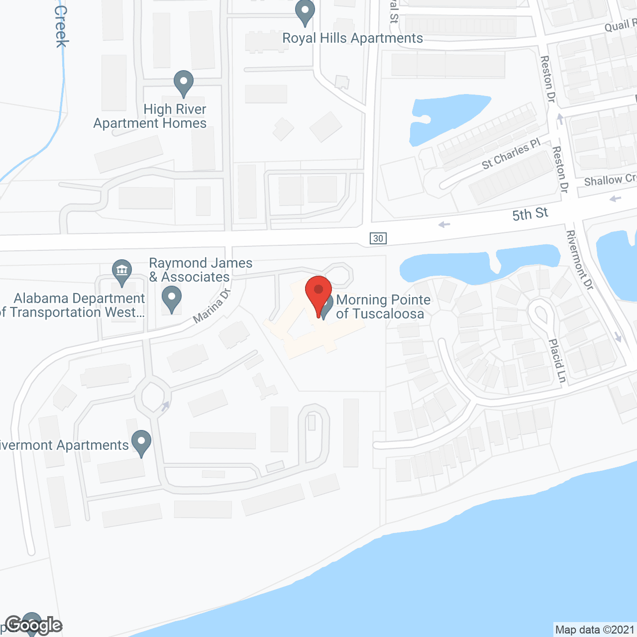 Map of the neighborhood around Morning Pointe of Tuscaloosa
