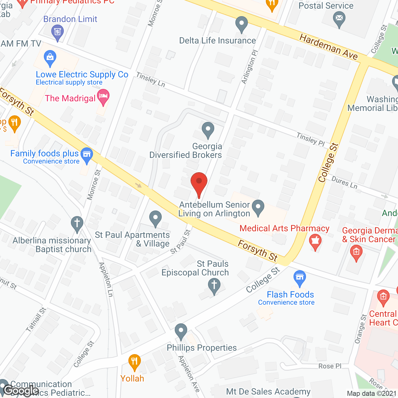 Map of the neighborhood around Antebellum Arlington Place