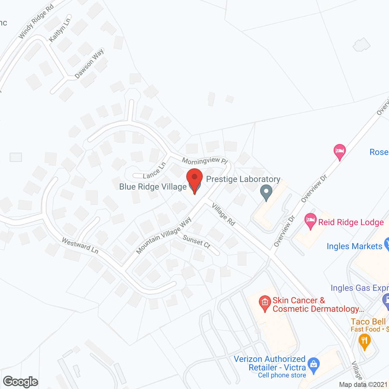 Map of the neighborhood around Blue Ridge Village