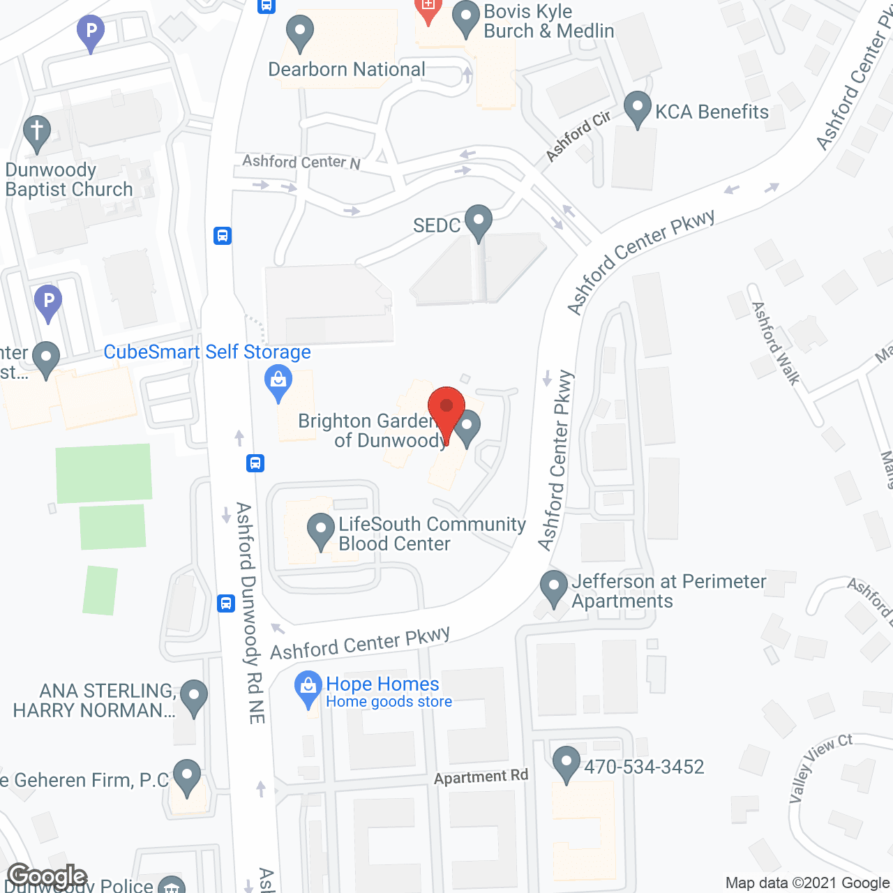 Map of the neighborhood around Brighton Gardens of Dunwoody