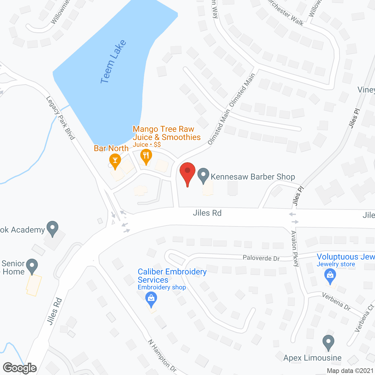 Map of the neighborhood around Dogwood Forest of Legacy Park