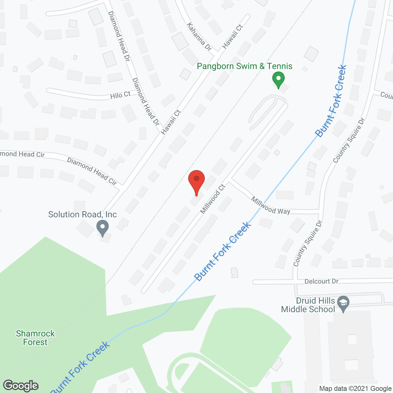 Map of the neighborhood around Millwood Peace