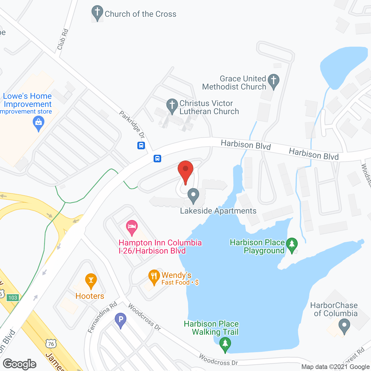Map of the neighborhood around Lakeside Apartments