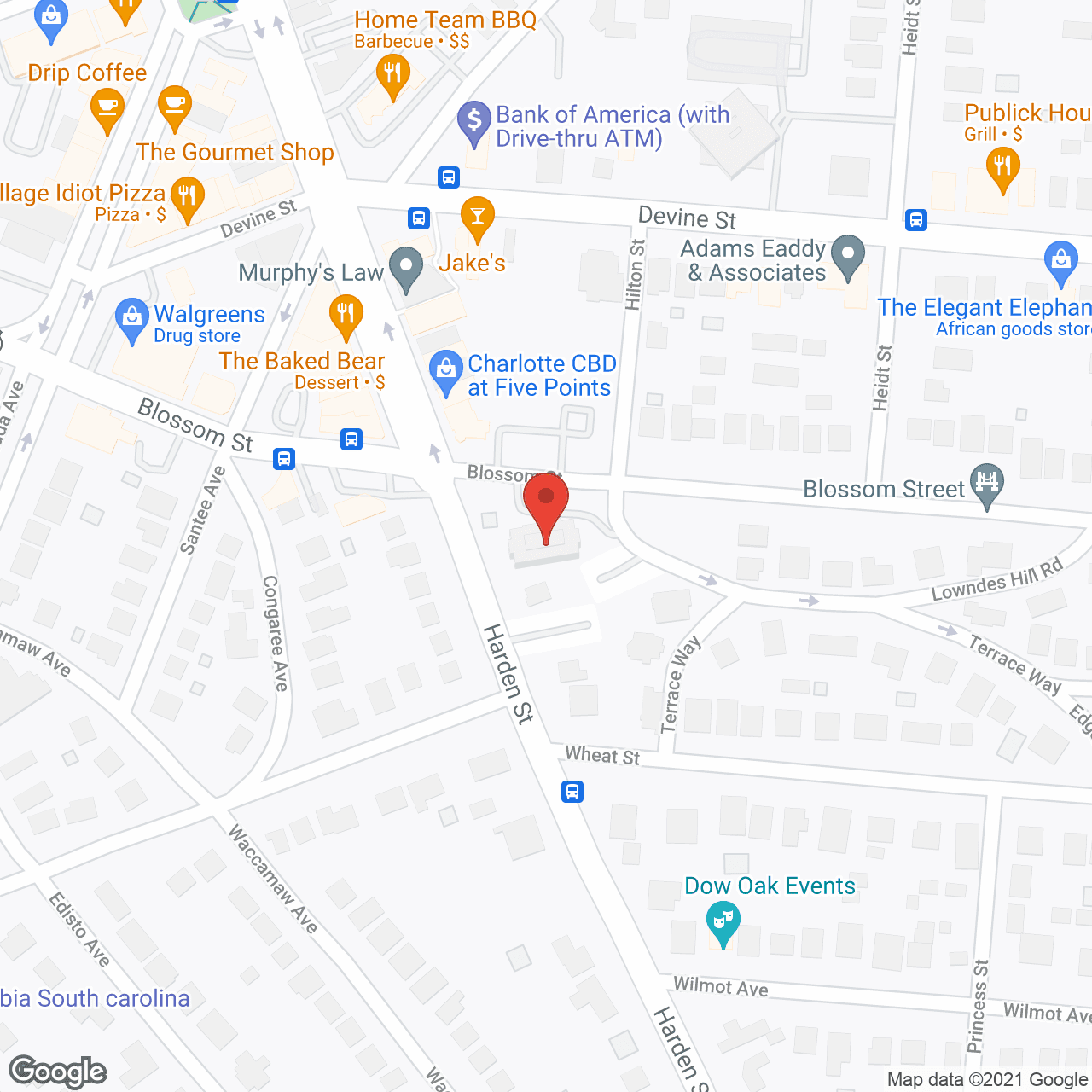 Map of the neighborhood around Finlay House