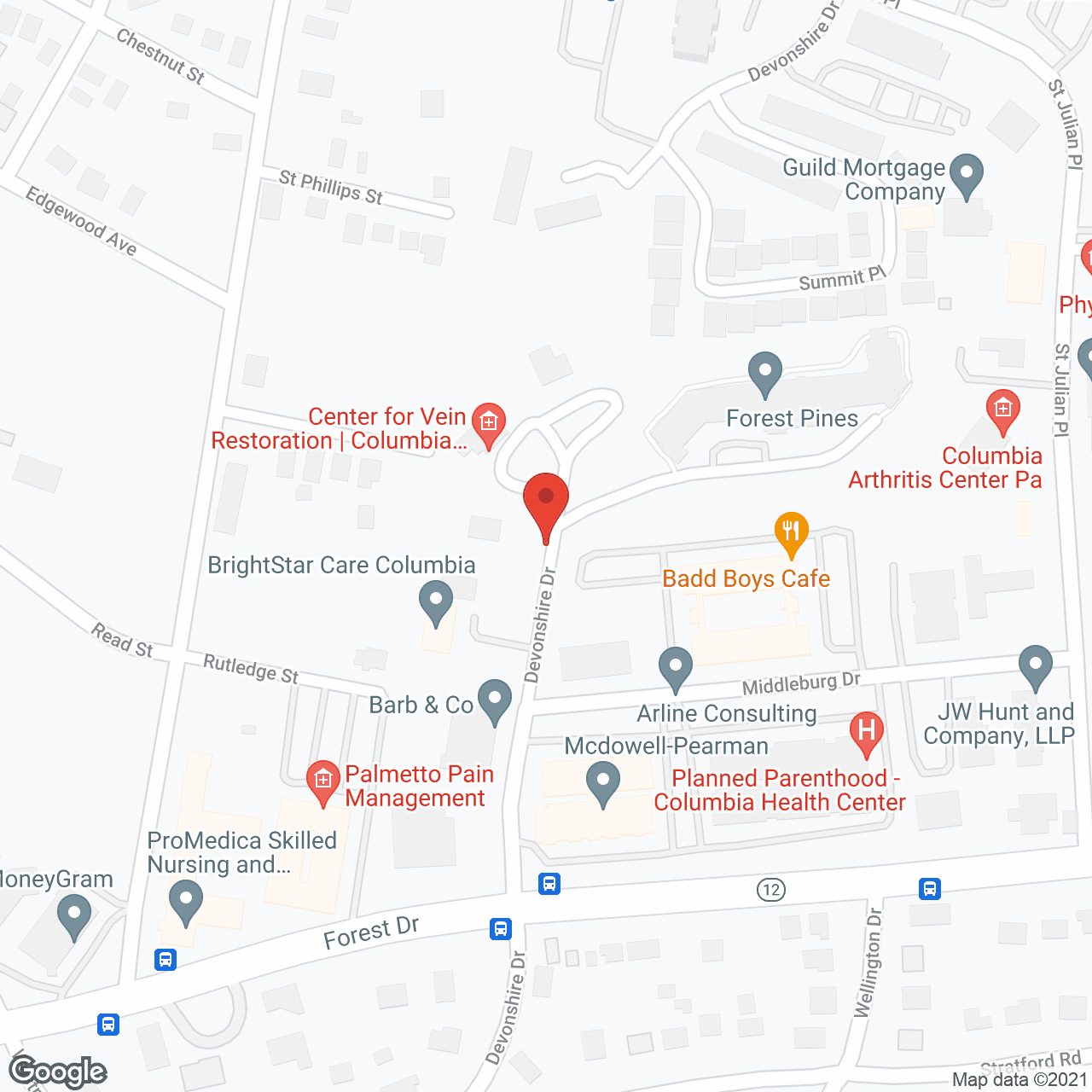 Map of the neighborhood around Holiday Columbia Pines