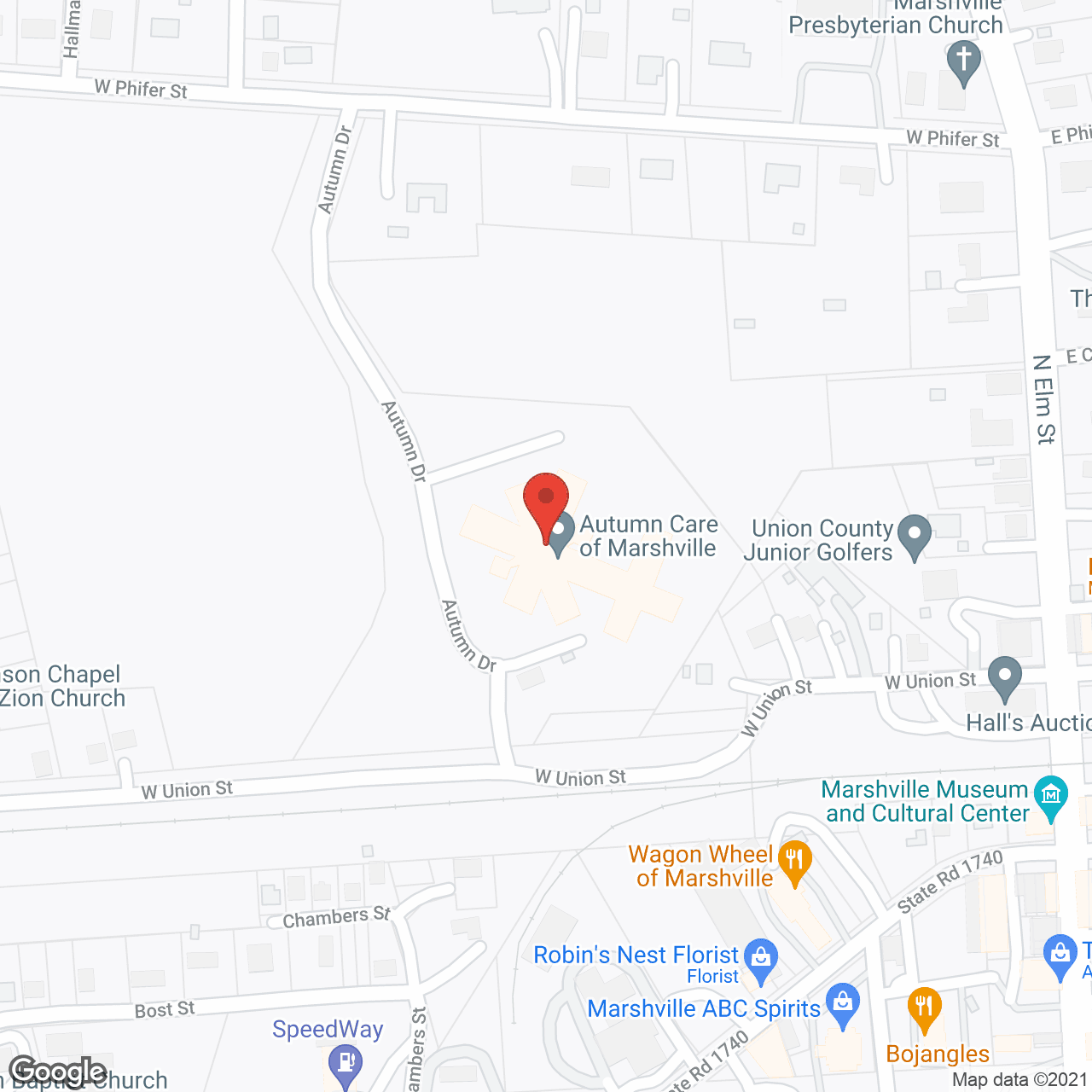 Map of the neighborhood around Autumn Care of Marshville