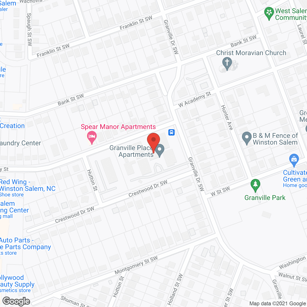 Map of the neighborhood around Granville Place Apts