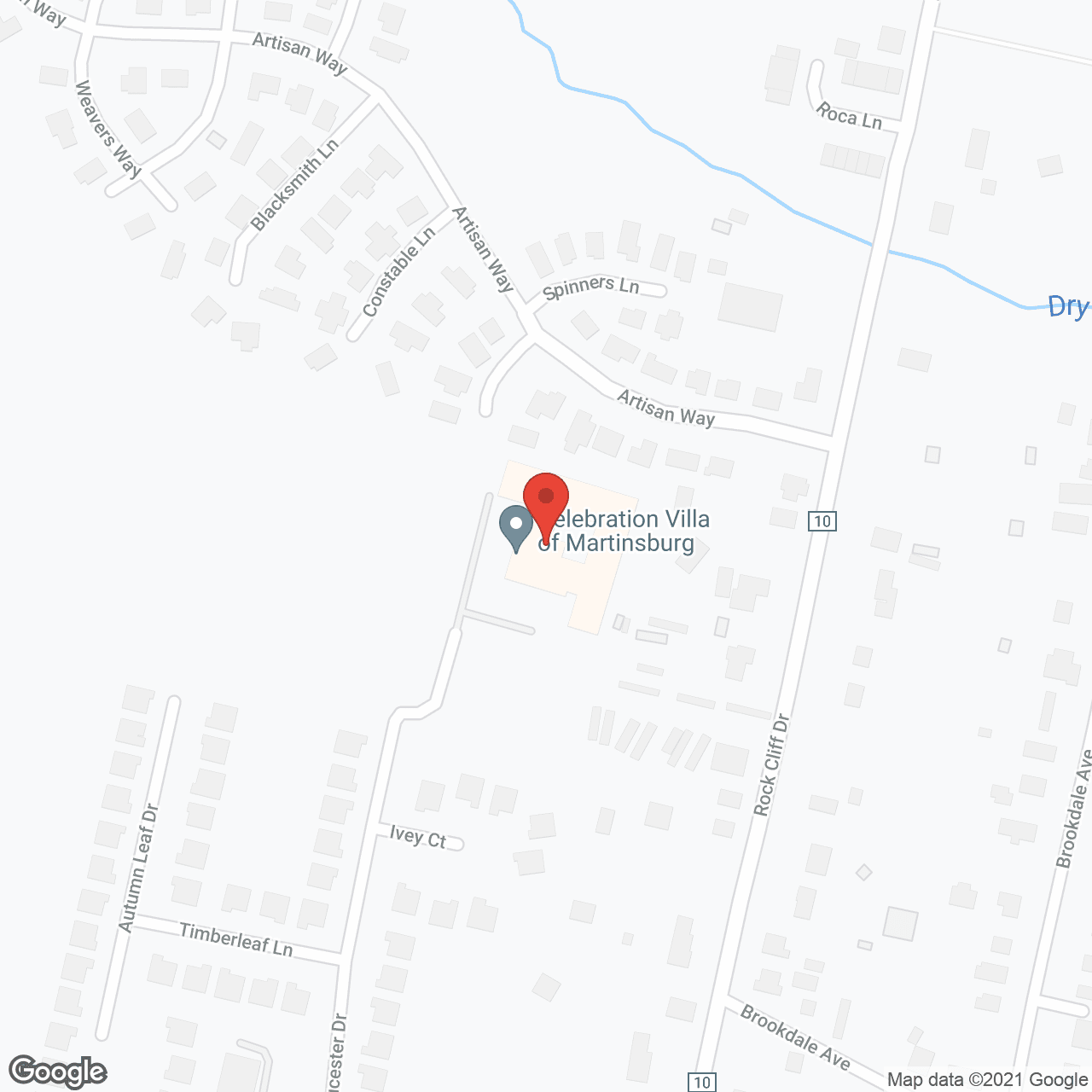 Map of the neighborhood around Celebration Villa of Martinsburg