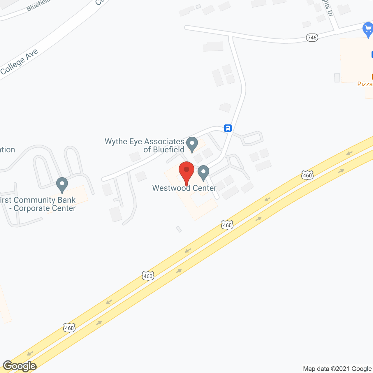 Map of the neighborhood around Westwood Center