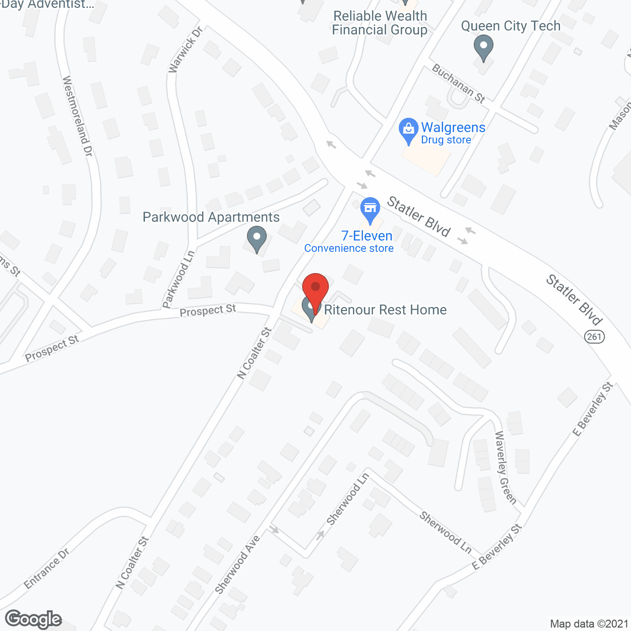 Map of the neighborhood around Ritenour Rest Home