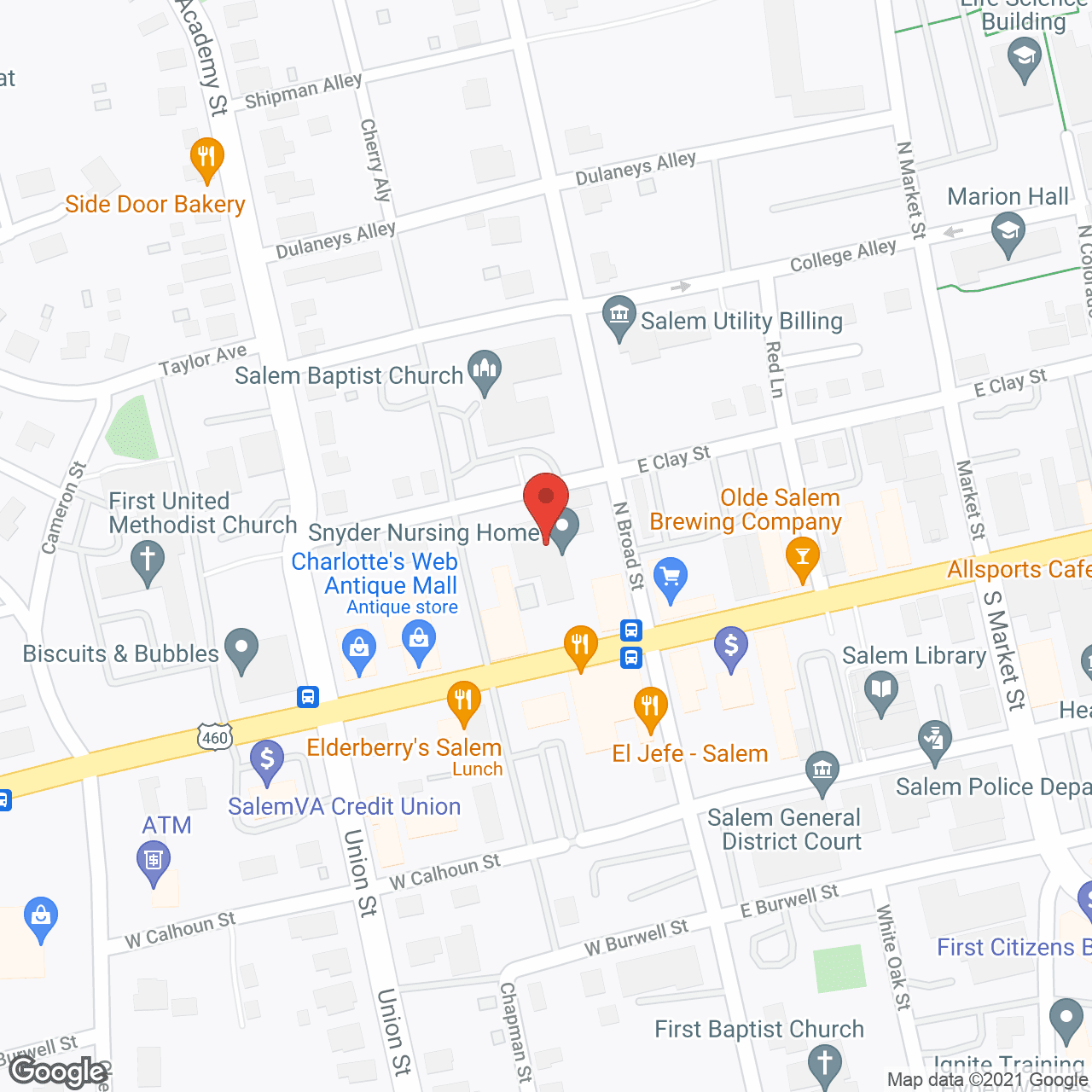 Map of the neighborhood around Snyder Nursing Home