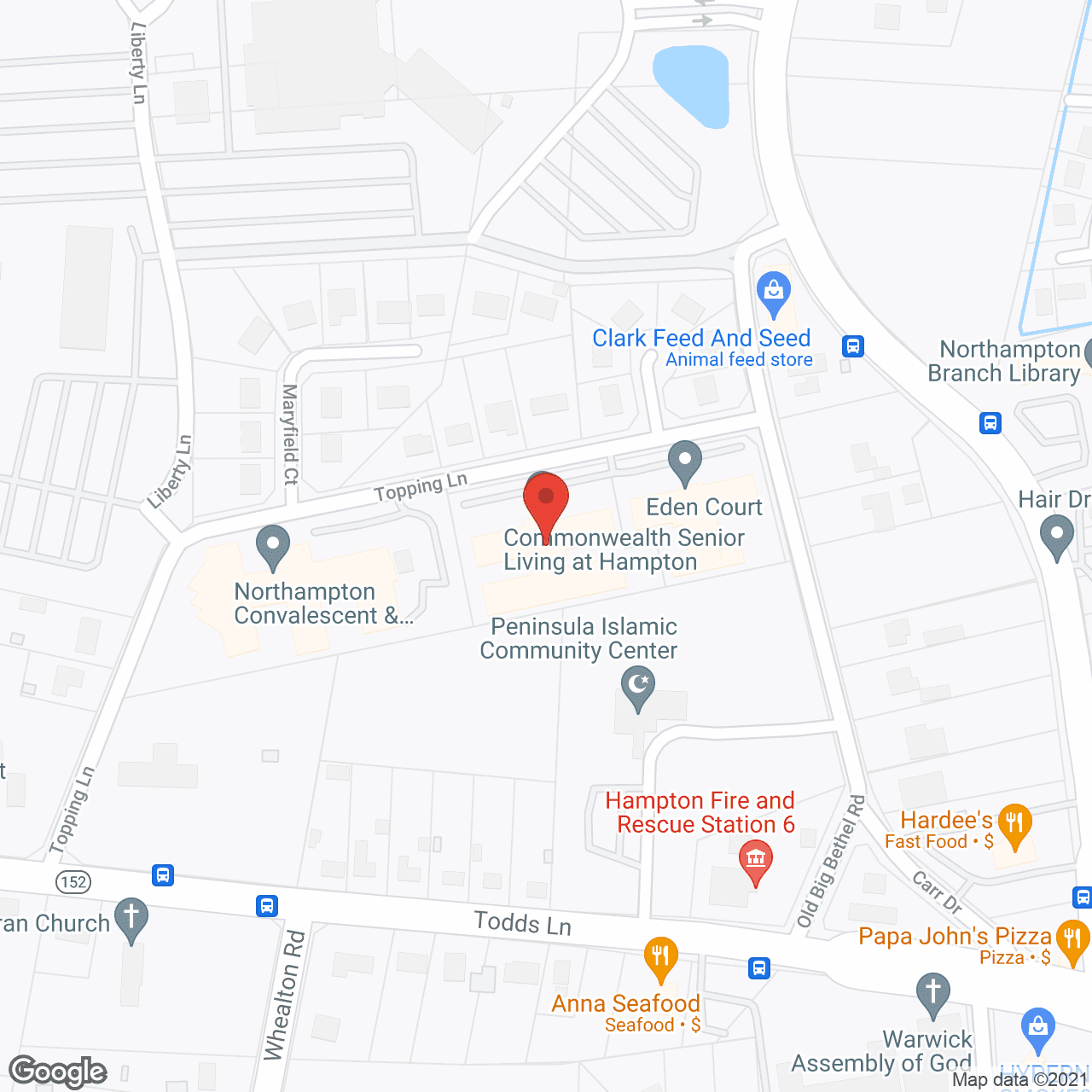 Map of the neighborhood around Commonwealth Senior Living at Hampton