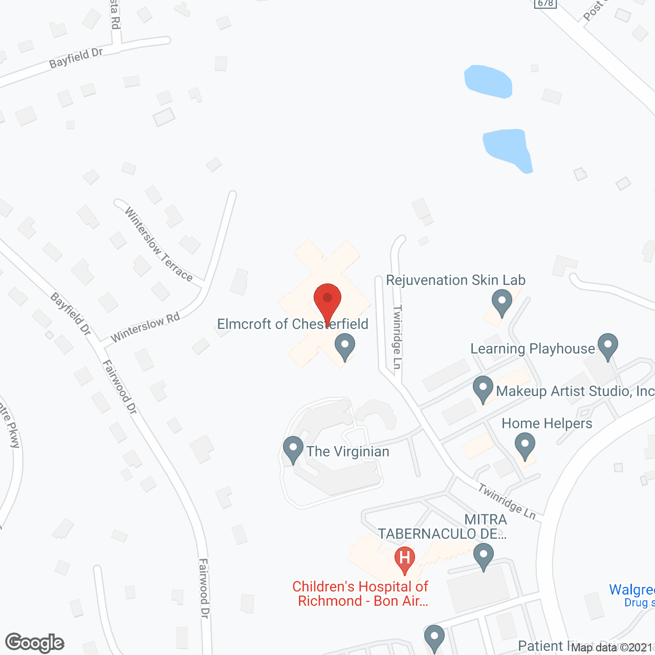 Map of the neighborhood around Commonwealth Senior Living of Bon Air