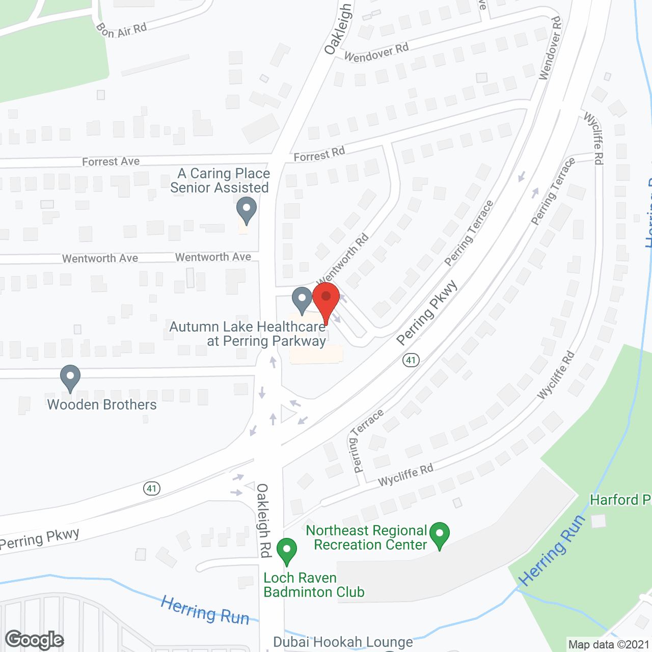 Map of the neighborhood around Perring Parkway Center