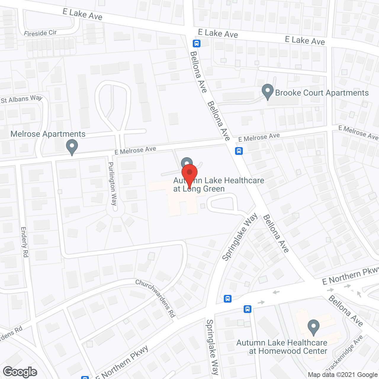 Map of the neighborhood around Long Green Center