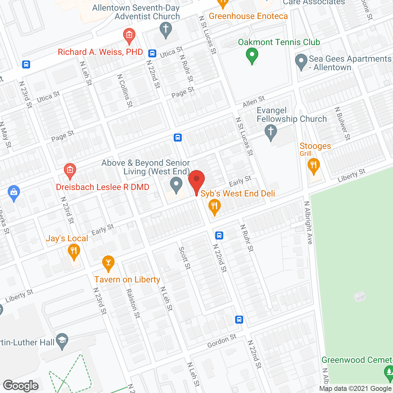 Map of the neighborhood around Above All Senior Care