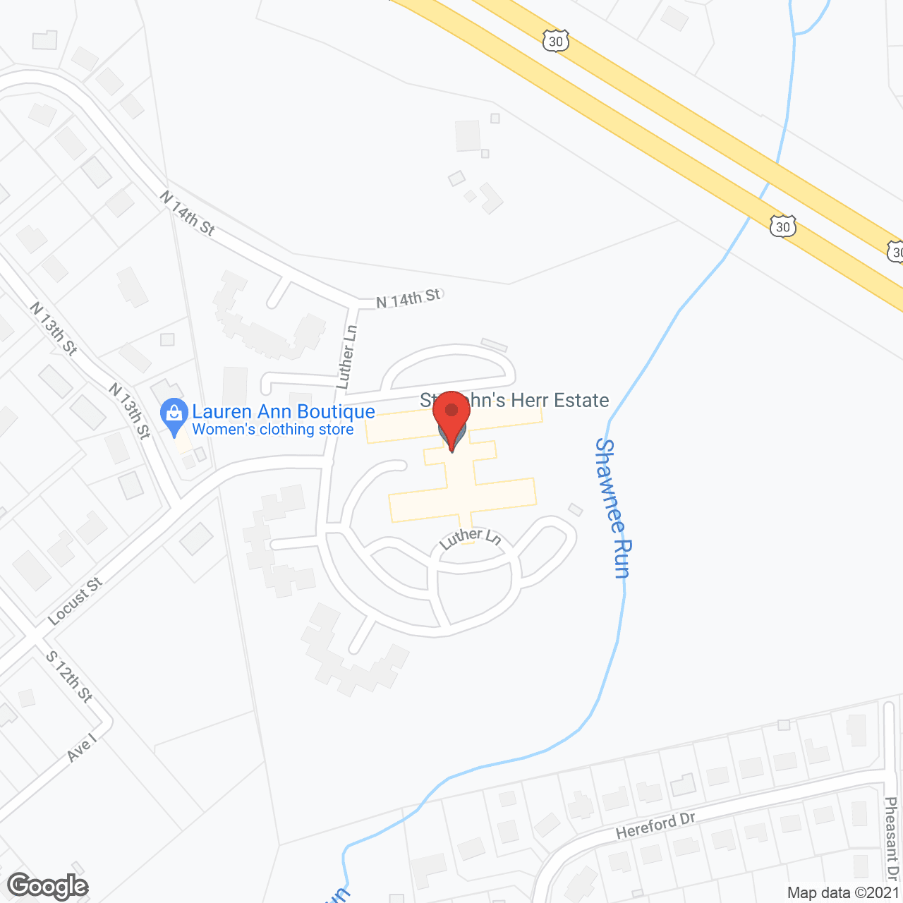 Map of the neighborhood around St John's Herr Estate