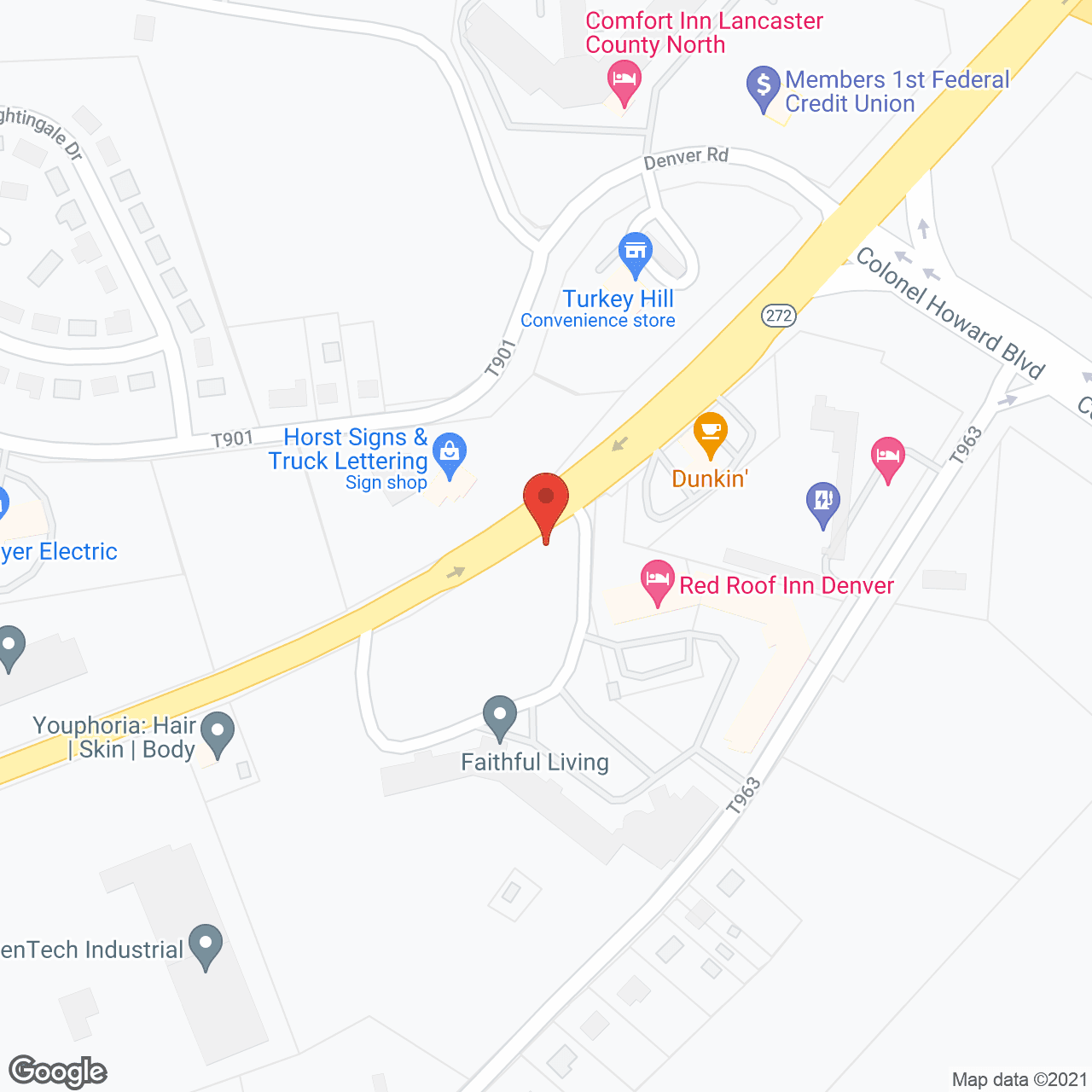 Map of the neighborhood around Faithful Living