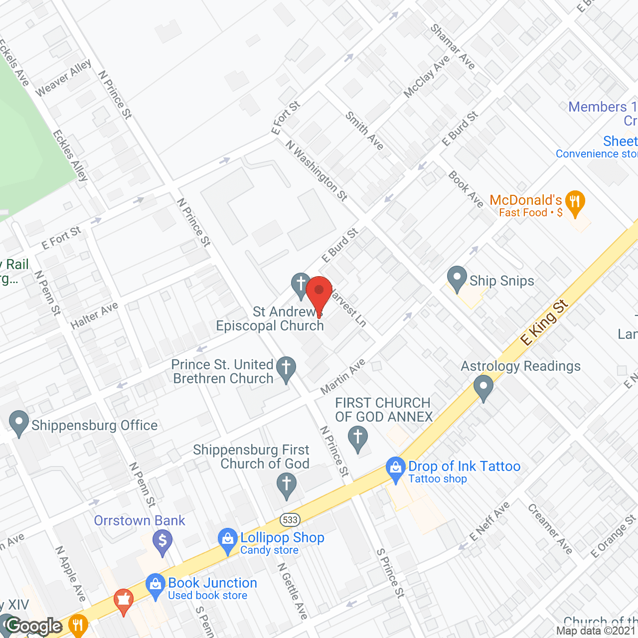 Map of the neighborhood around Episcopal Home For the Aged