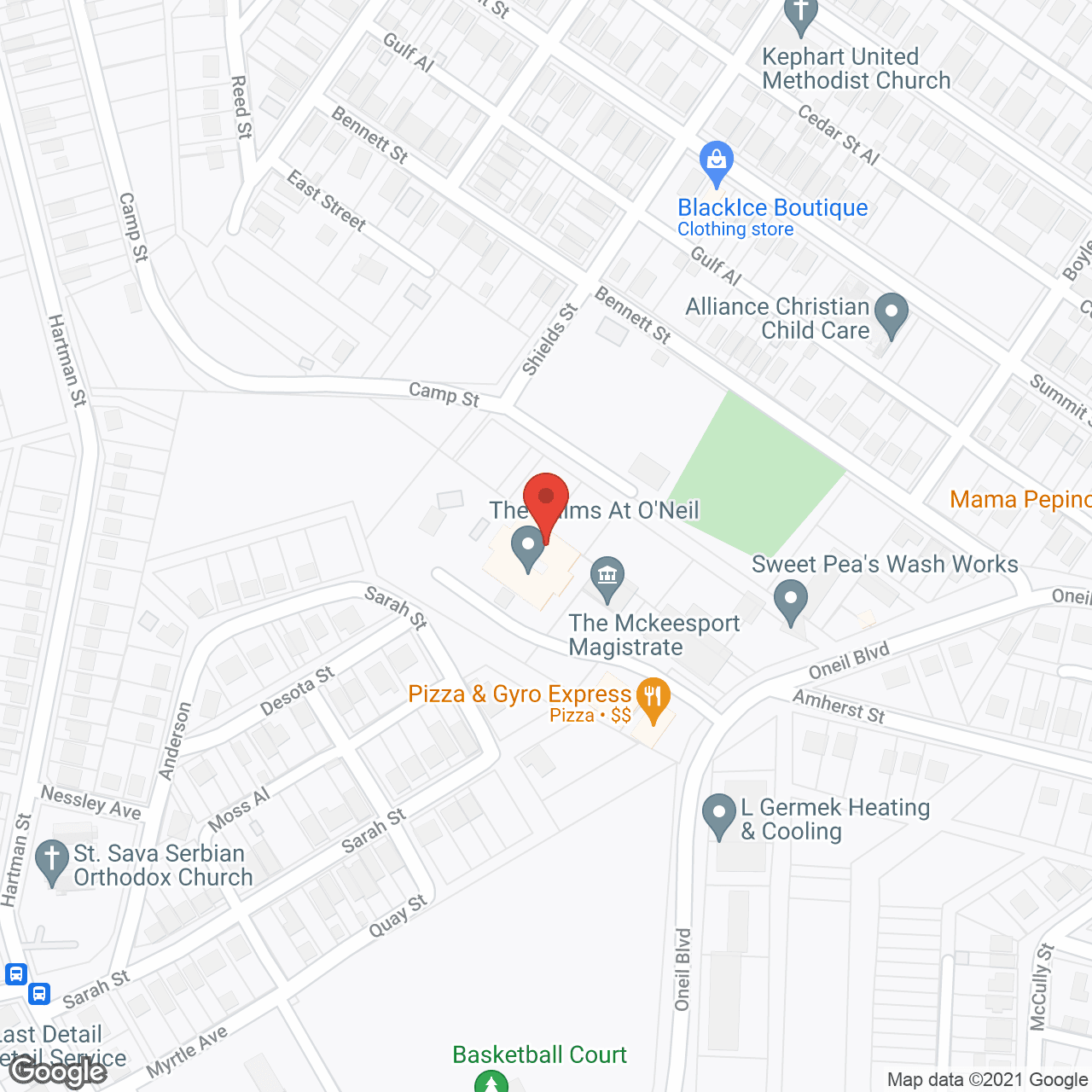 Map of the neighborhood around The Palms at O'Neil