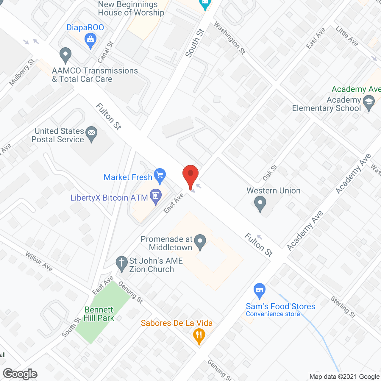 Map of the neighborhood around The Promenade at Middletown