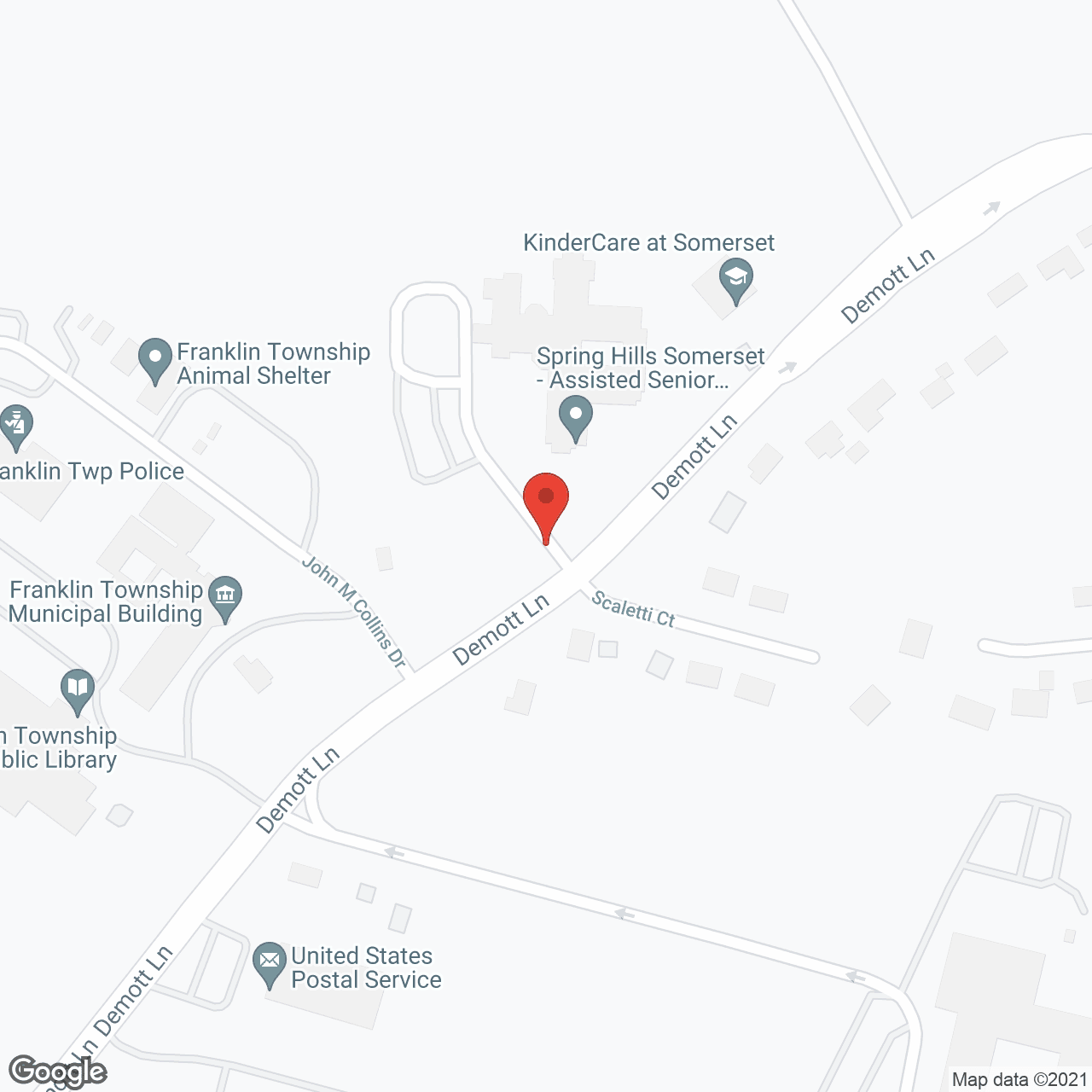 Map of the neighborhood around Spring Hills Somerset