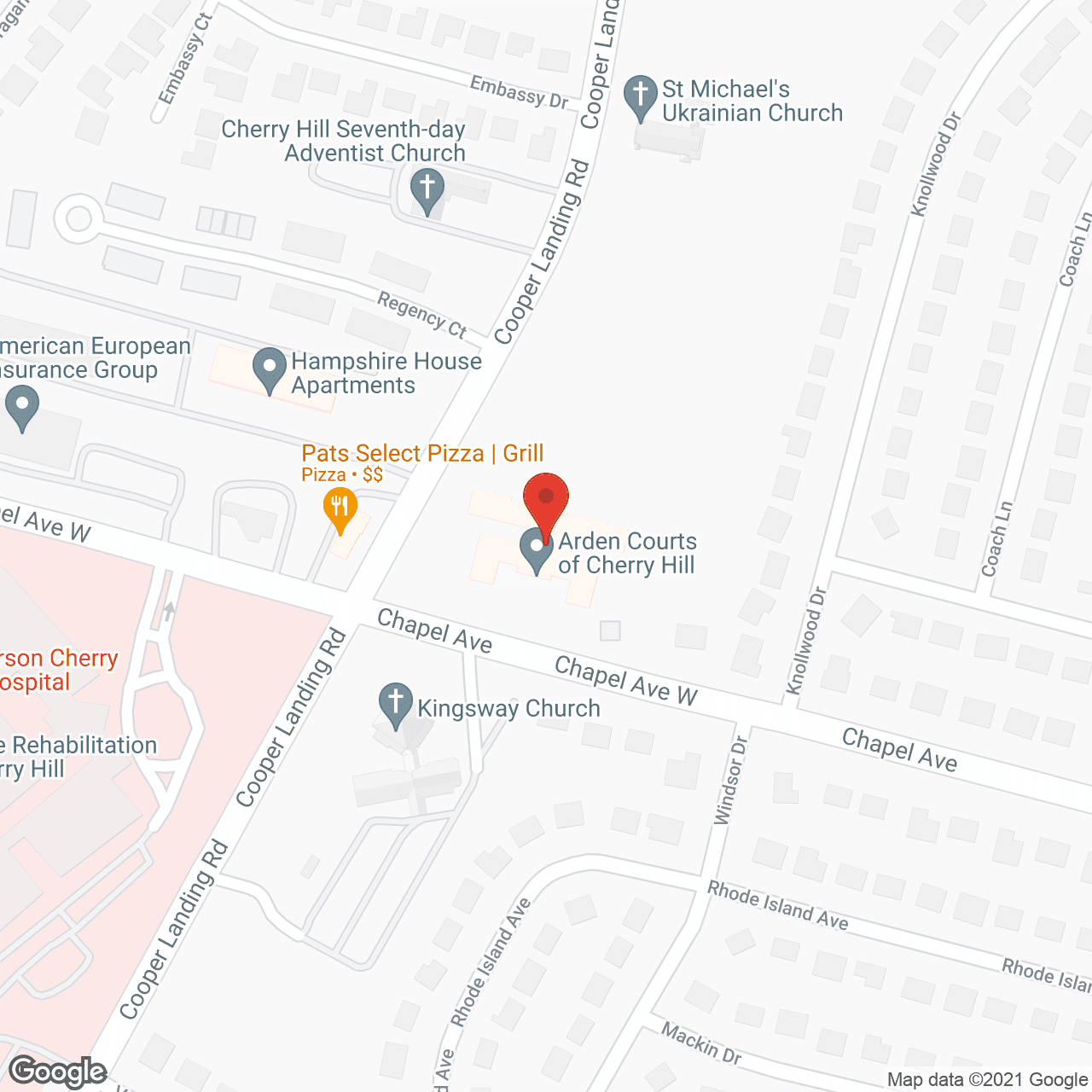 Map of the neighborhood around Arden Courts A ProMedica Memory Care Community in Cherry Hill