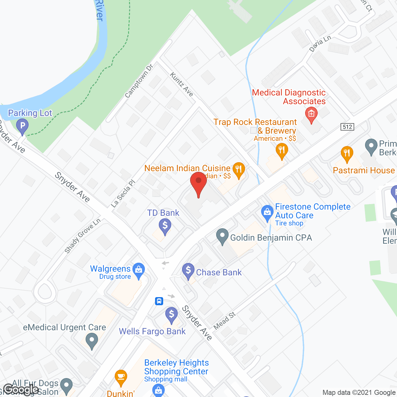 Map of the neighborhood around Berkeley Hall Nursing Home