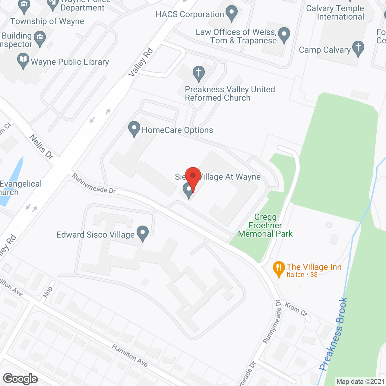 Map of the neighborhood around Siena Village At Wayne
