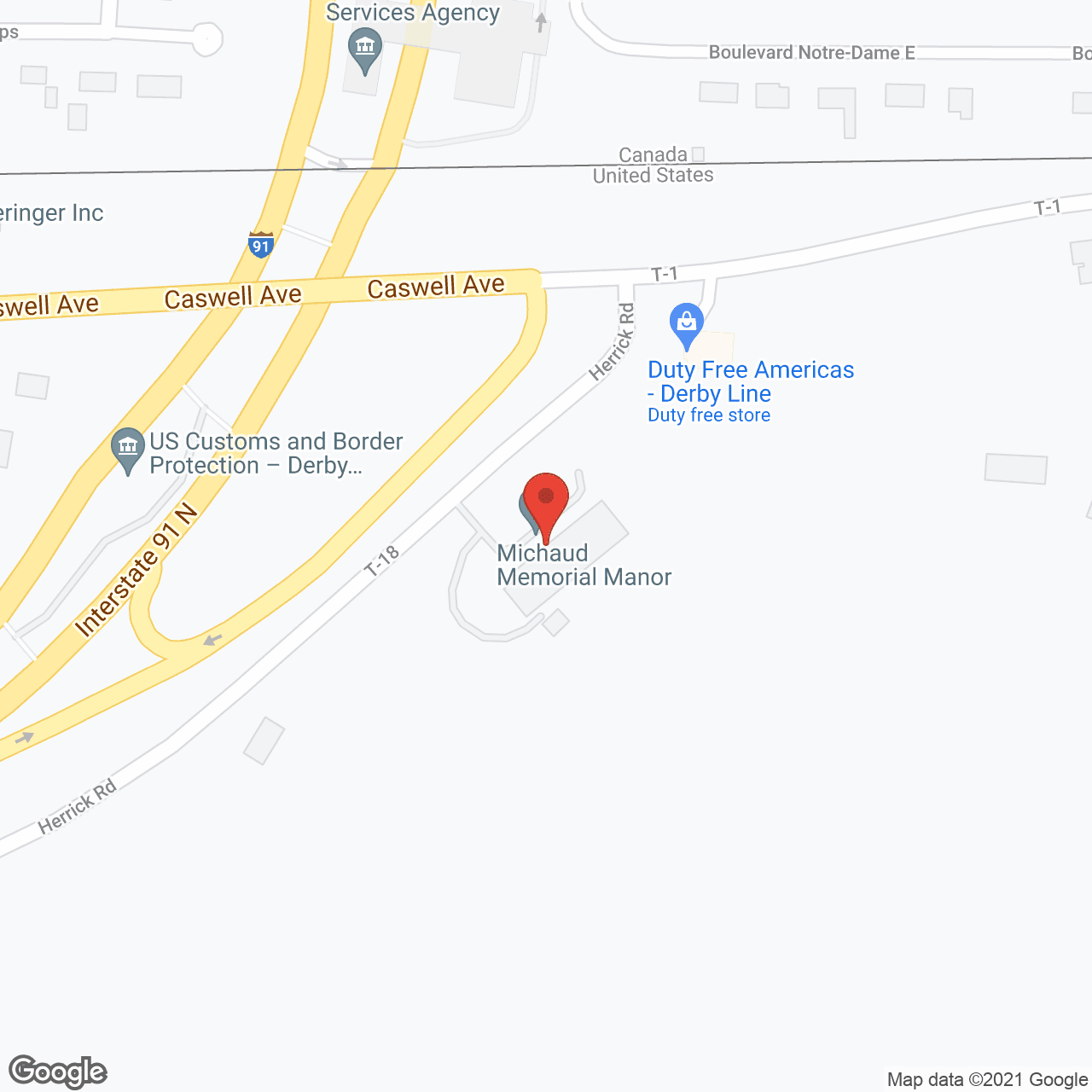 Map of the neighborhood around Michaud Memorial Manor