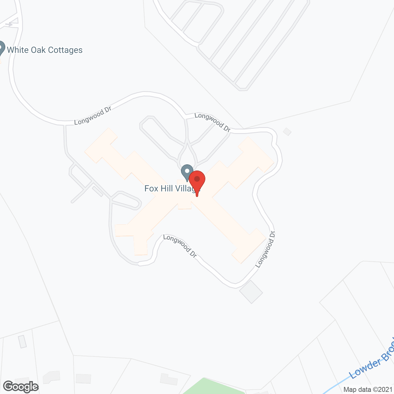Map of the neighborhood around Fox Hill Village