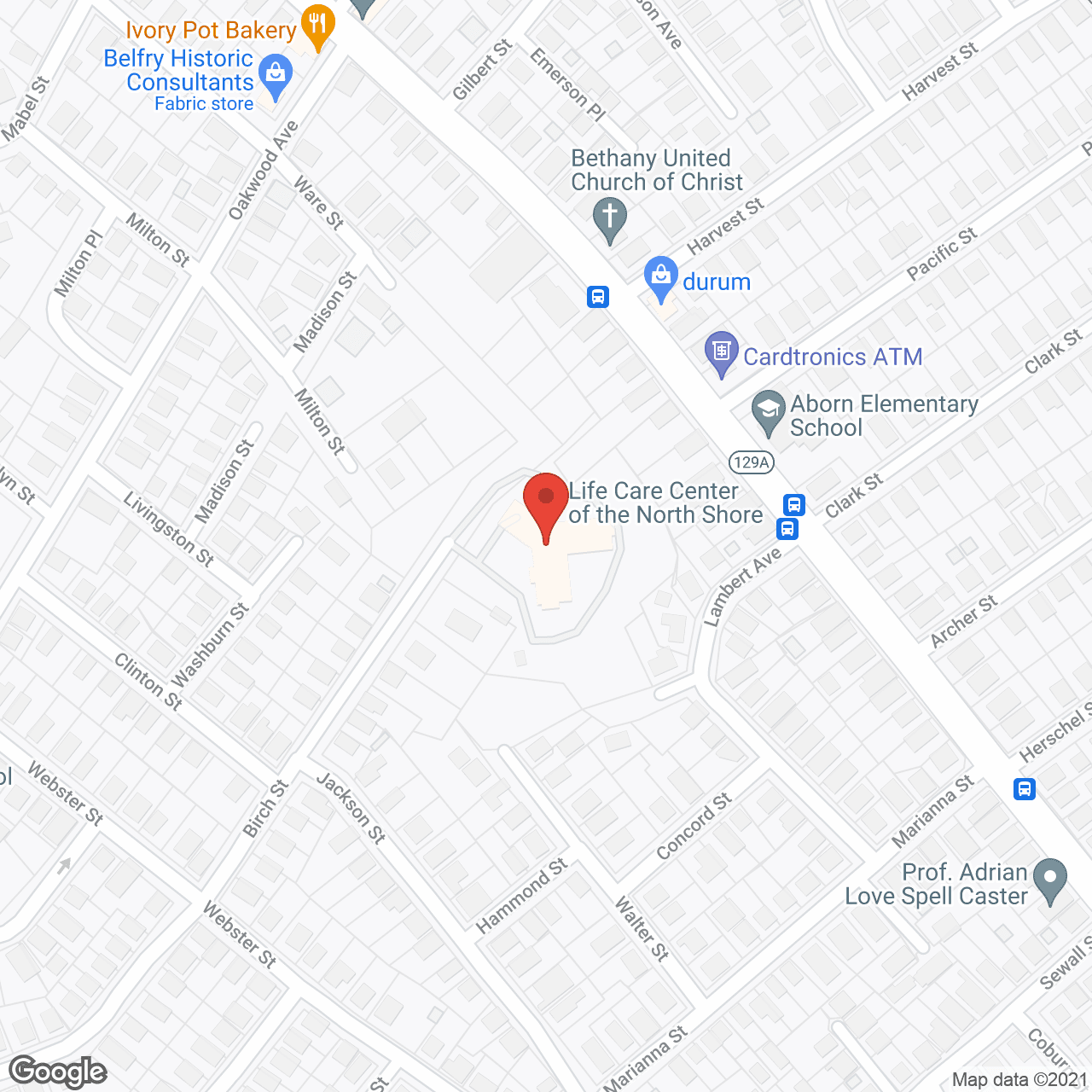 Map of the neighborhood around Life Care Ctr of the N Shore