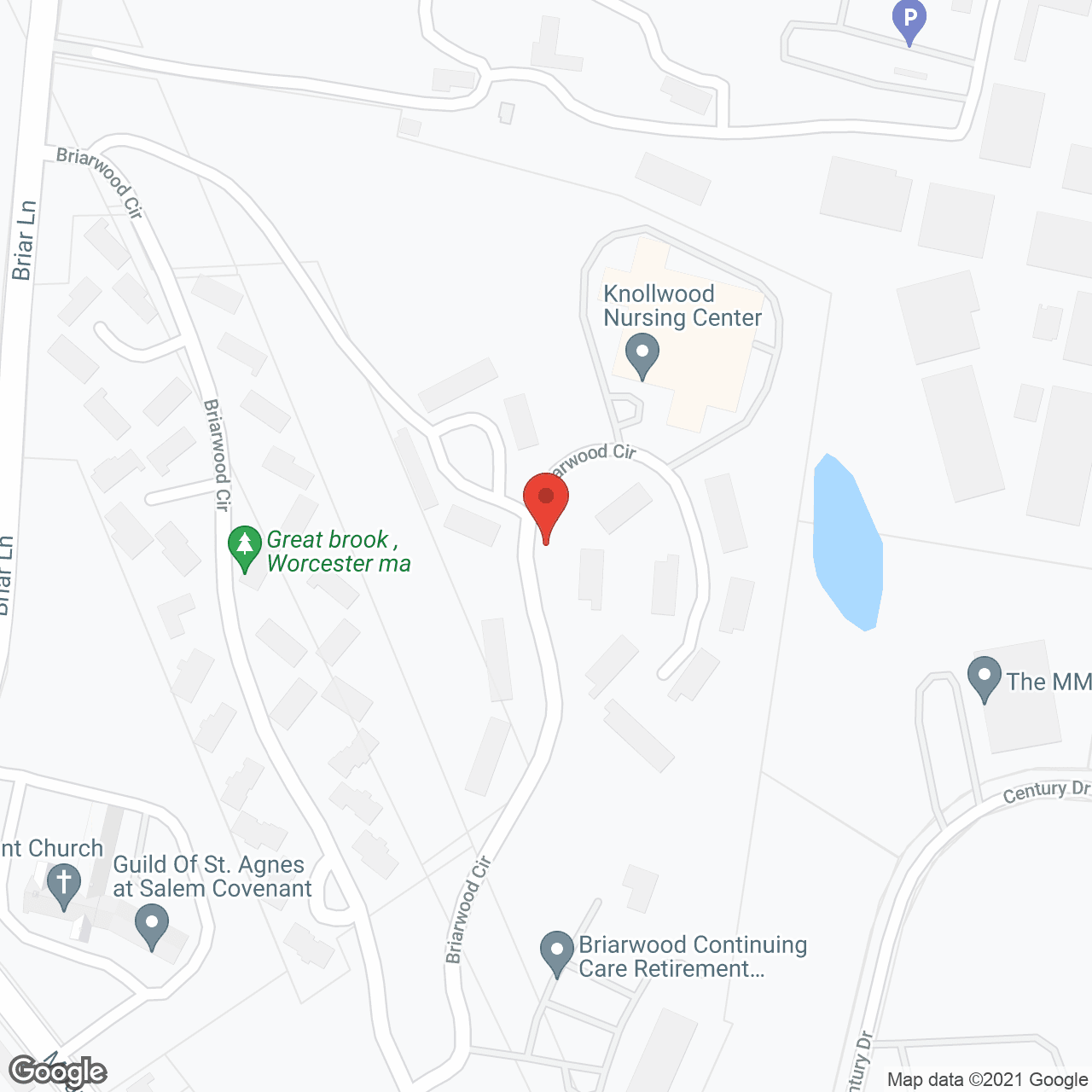 Map of the neighborhood around Briarwood Continuing Care
