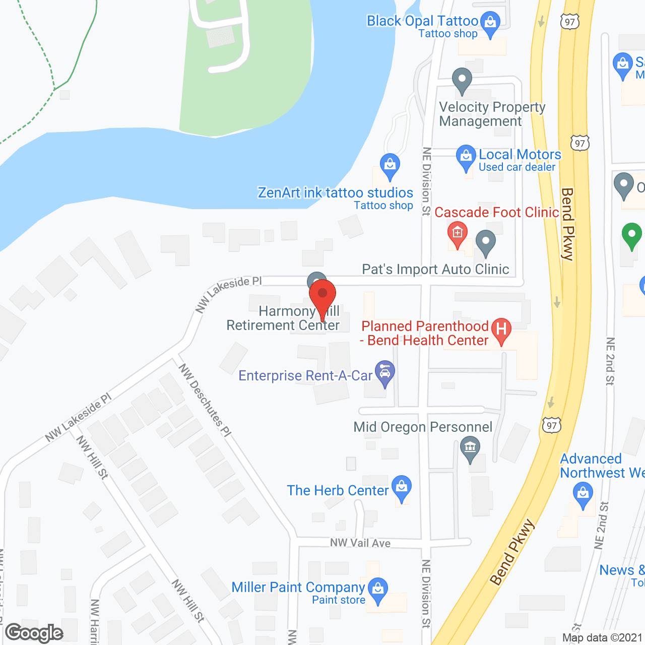 Map of the neighborhood around Harmony Healthcare
