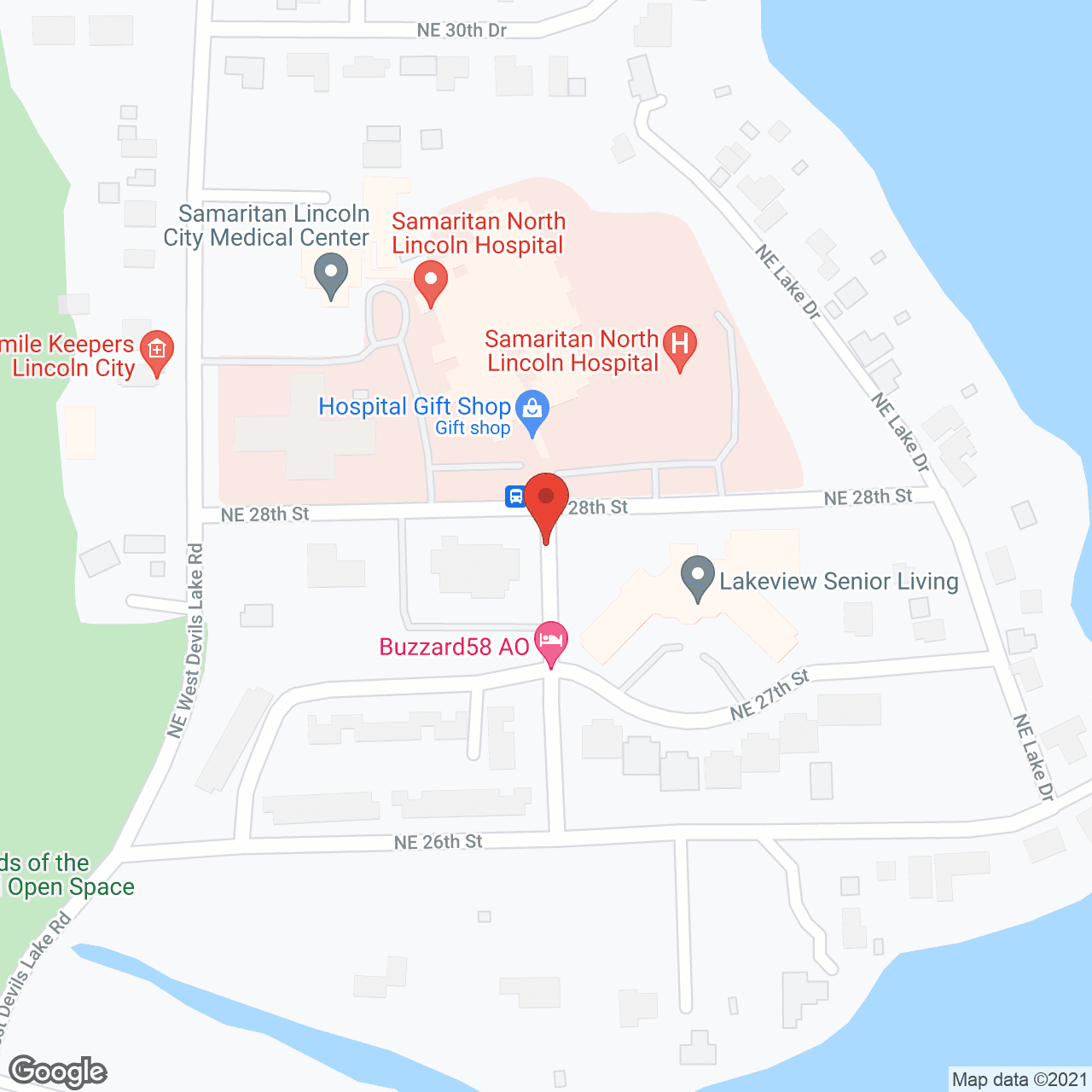 Map of the neighborhood around Lakeview Senior Living