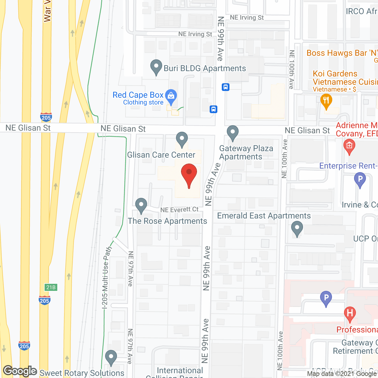 Map of the neighborhood around Glisan Care Center