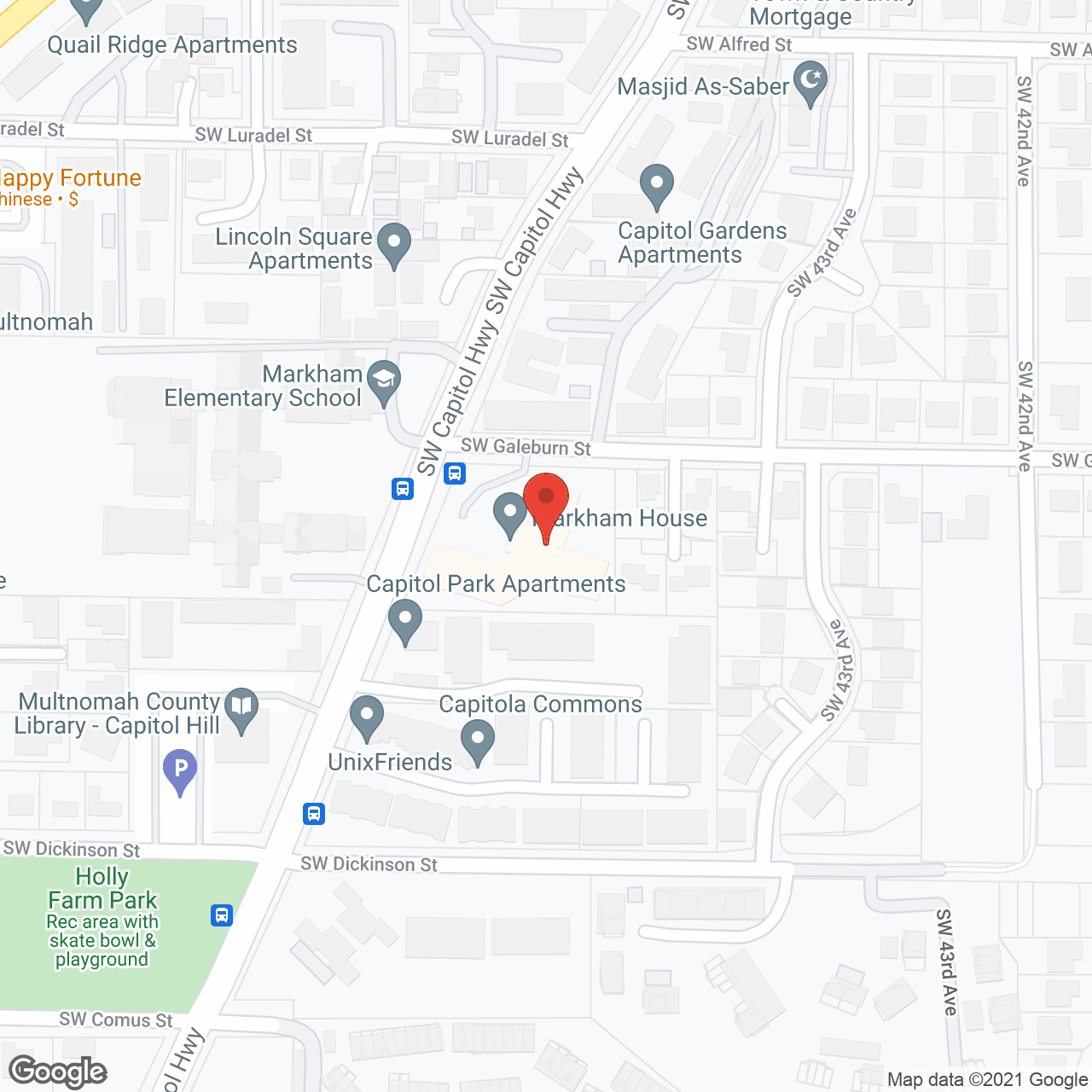 Map of the neighborhood around Markham House Assisted Living