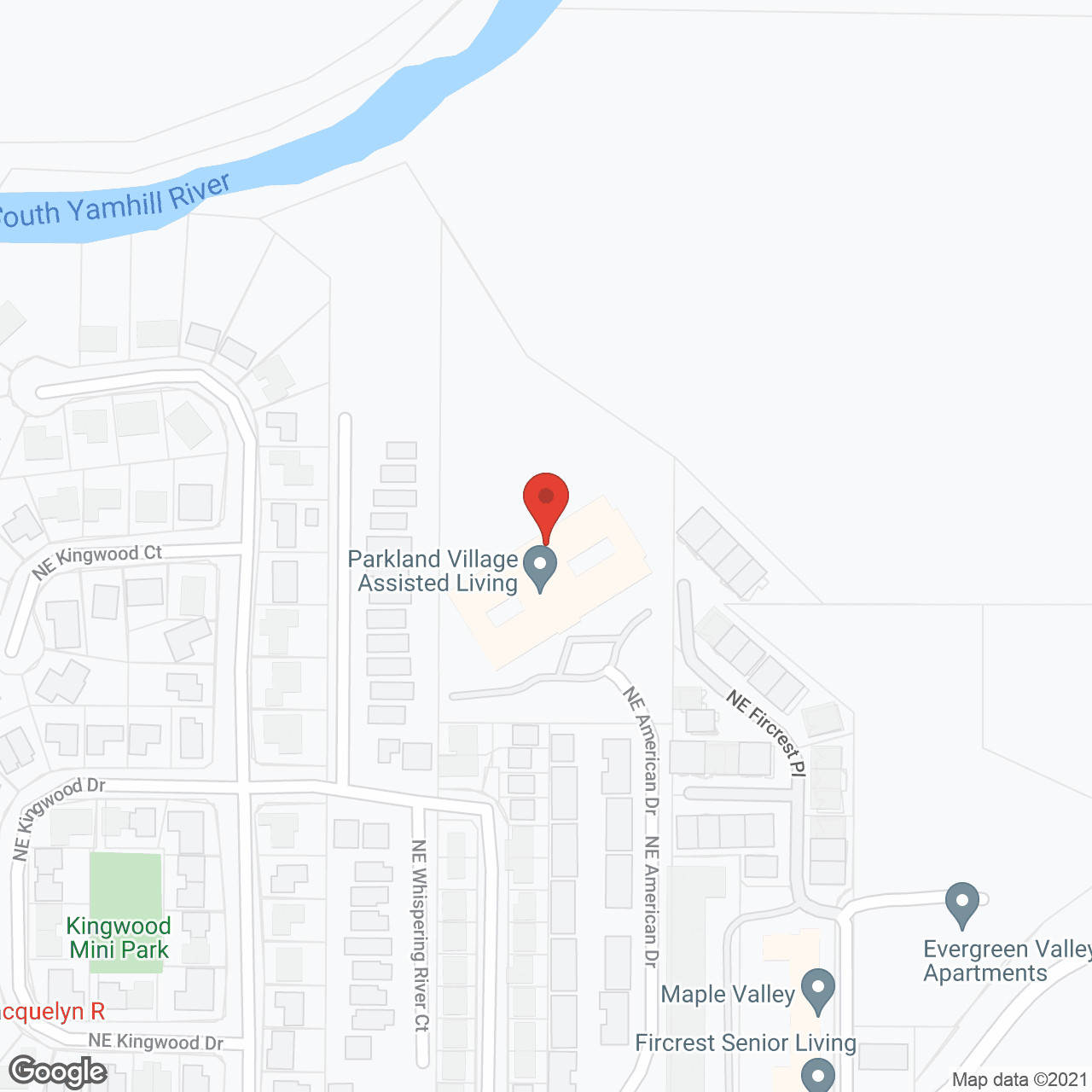Map of the neighborhood around Parkland Village