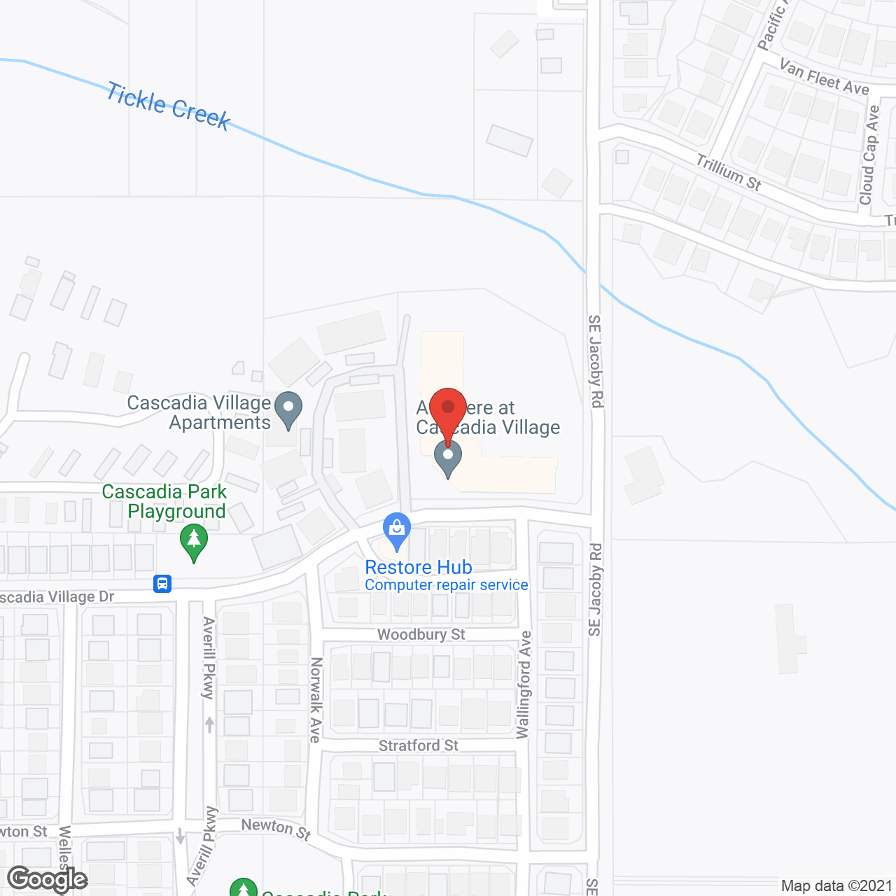 Map of the neighborhood around Avamere at Cascadia