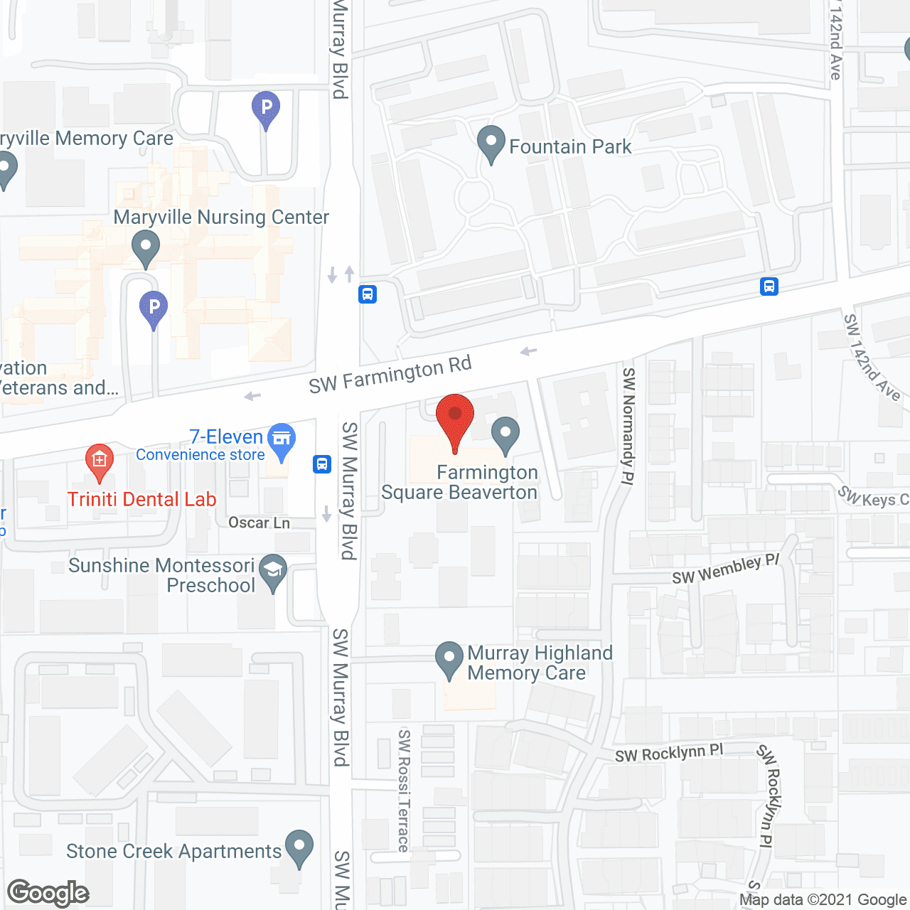 Map of the neighborhood around Farmington Square Beaverton