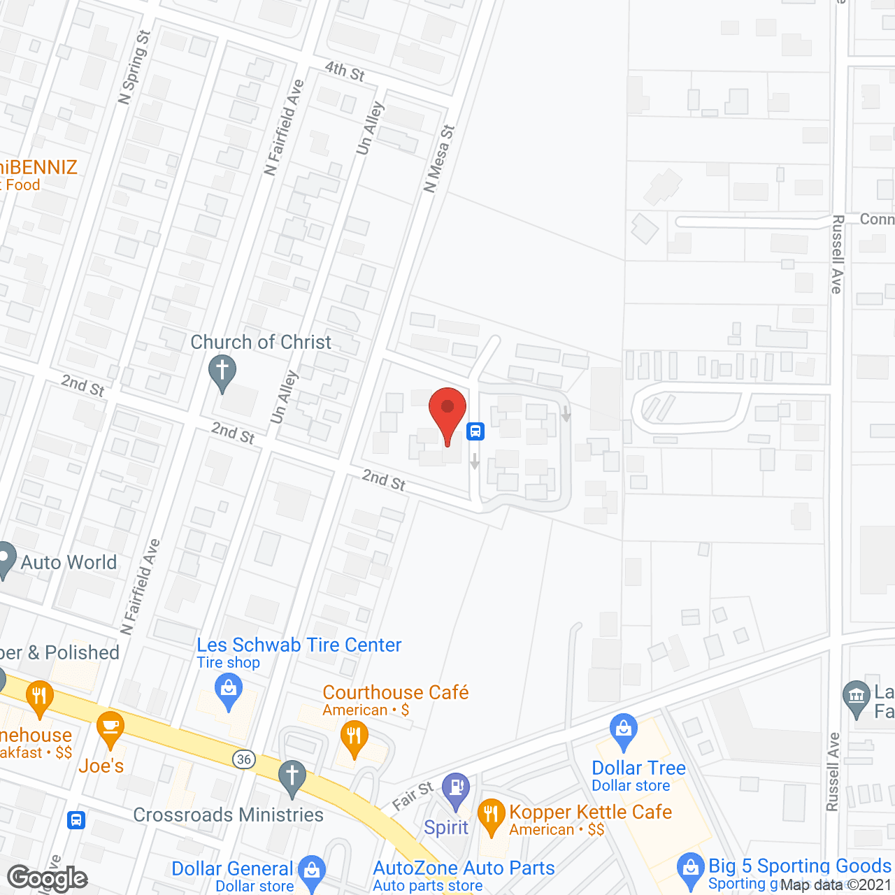 Map of the neighborhood around Lassen Manor