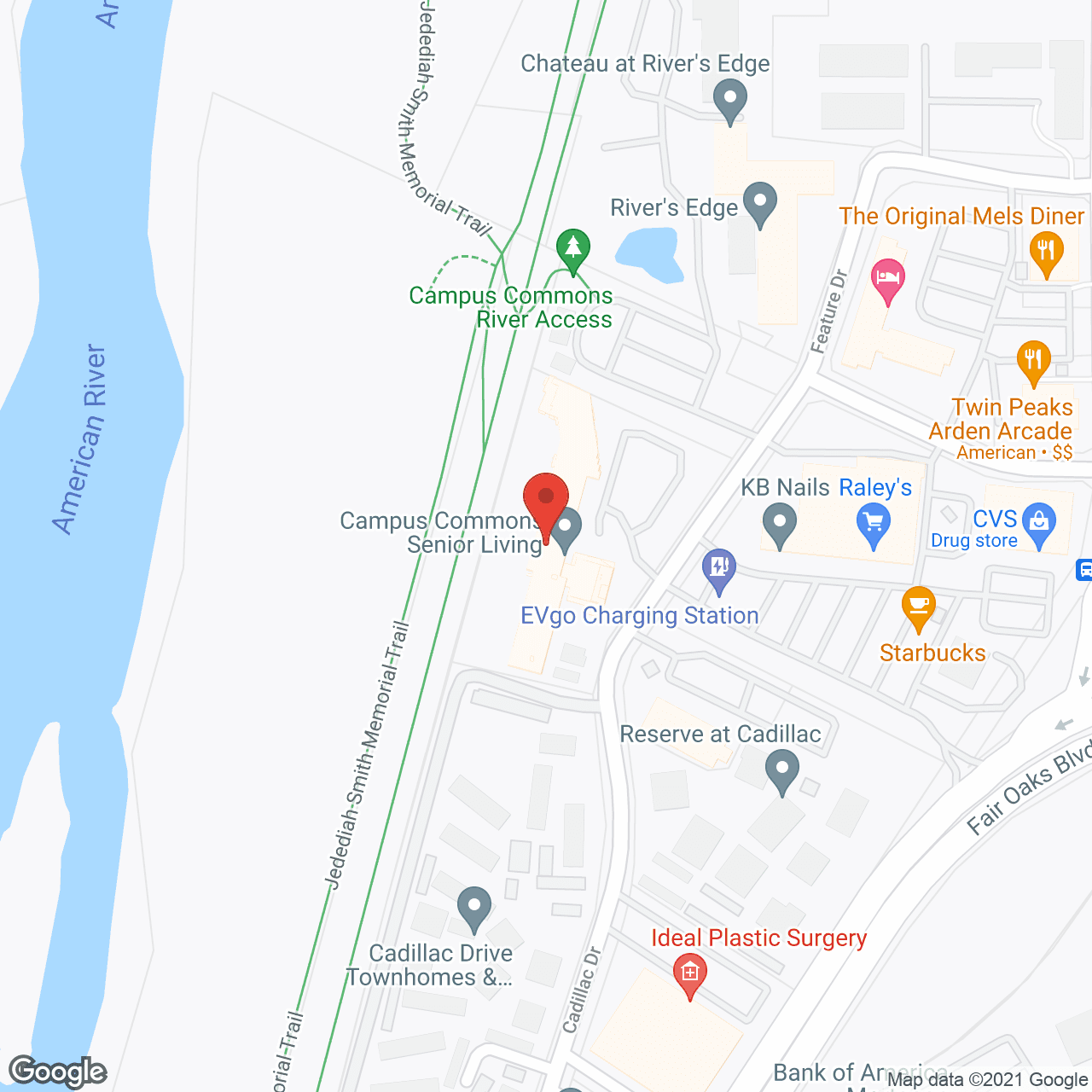 Map of the neighborhood around Campus Commons Senior Community