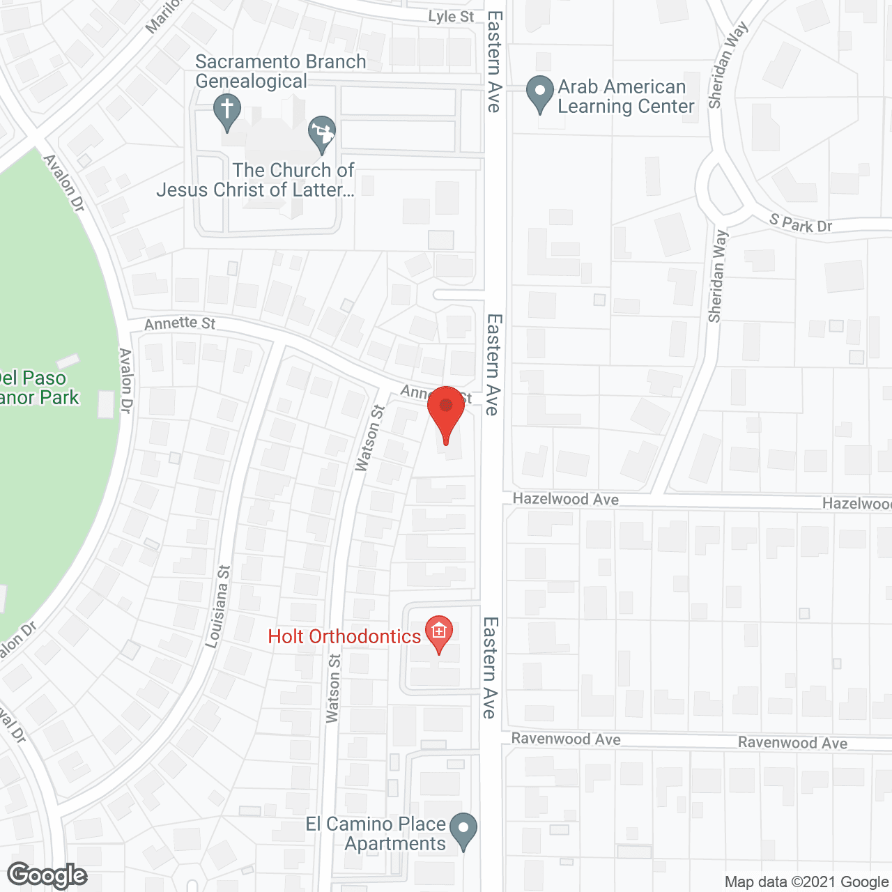 Map of the neighborhood around Eastern Manor