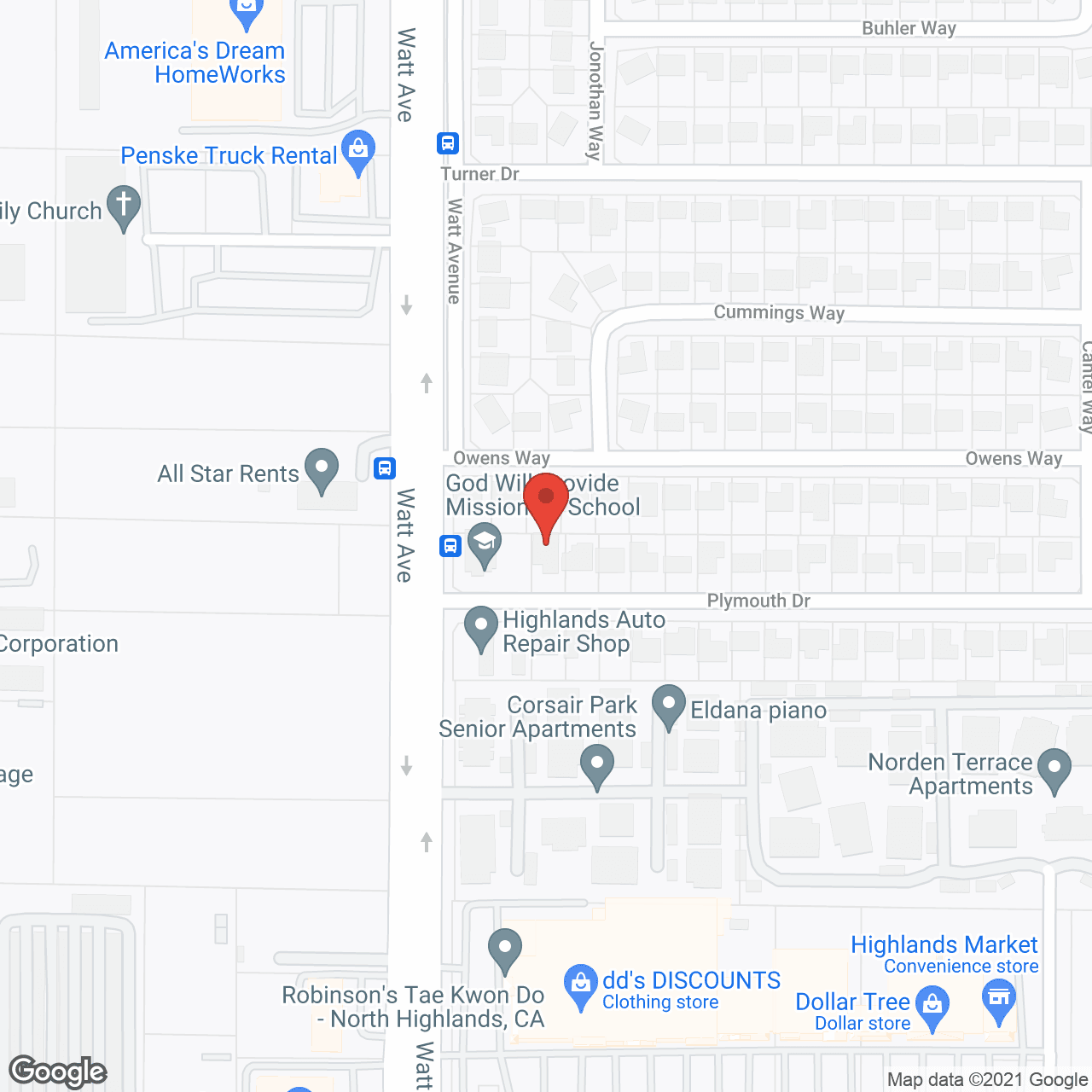 Map of the neighborhood around Taylor Home II