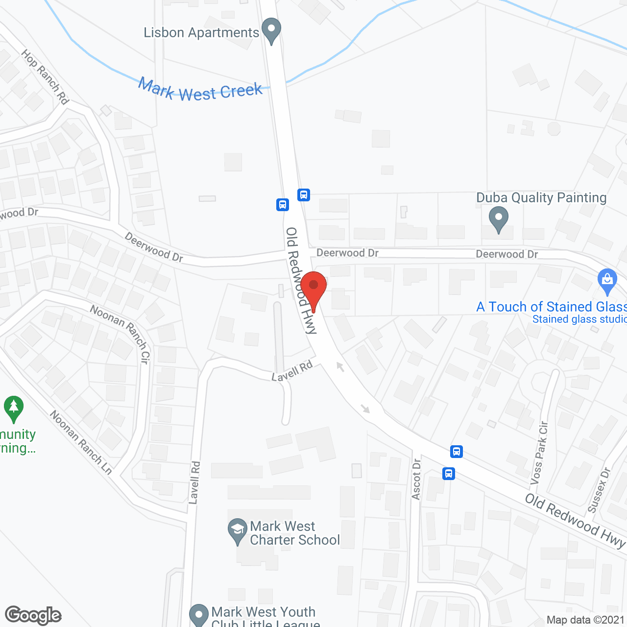 Map of the neighborhood around Redwood Retreat