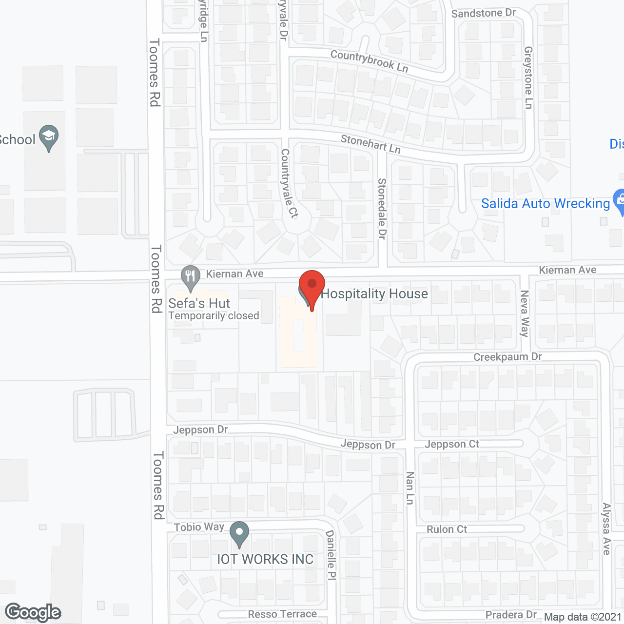 Map of the neighborhood around Hospitality House