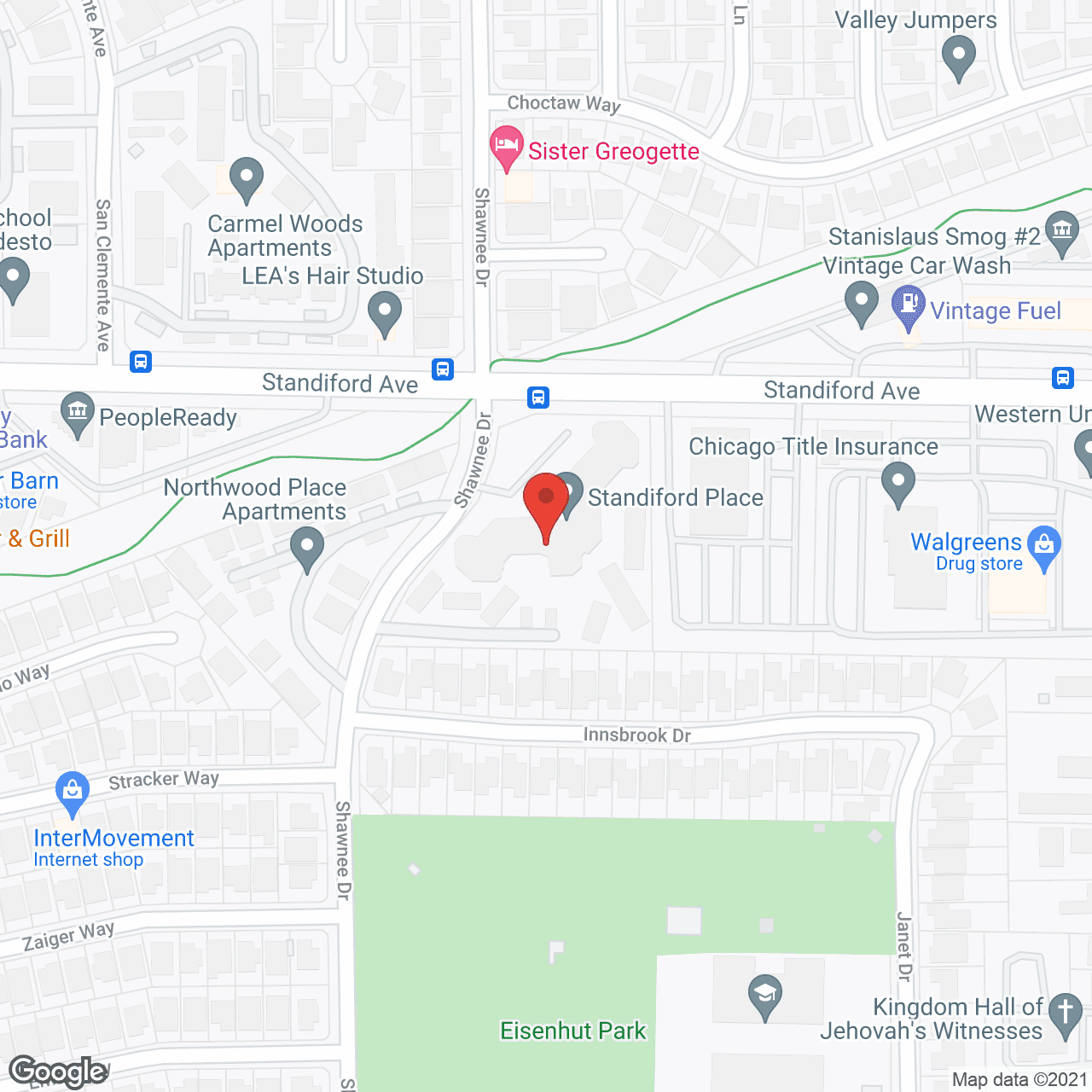 Map of the neighborhood around Truewood by Merrill, Modesto